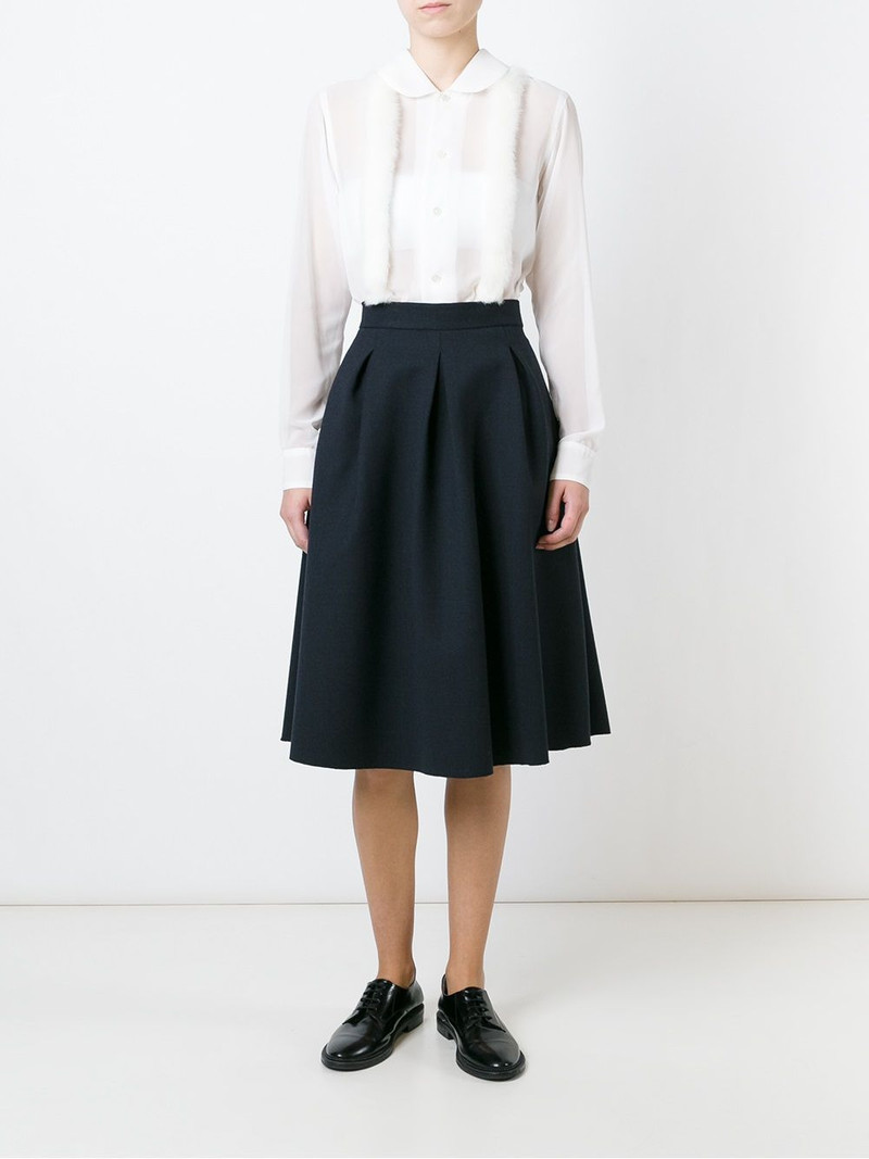 Comme Des Garçons faux fur trim sheer shirt outlook