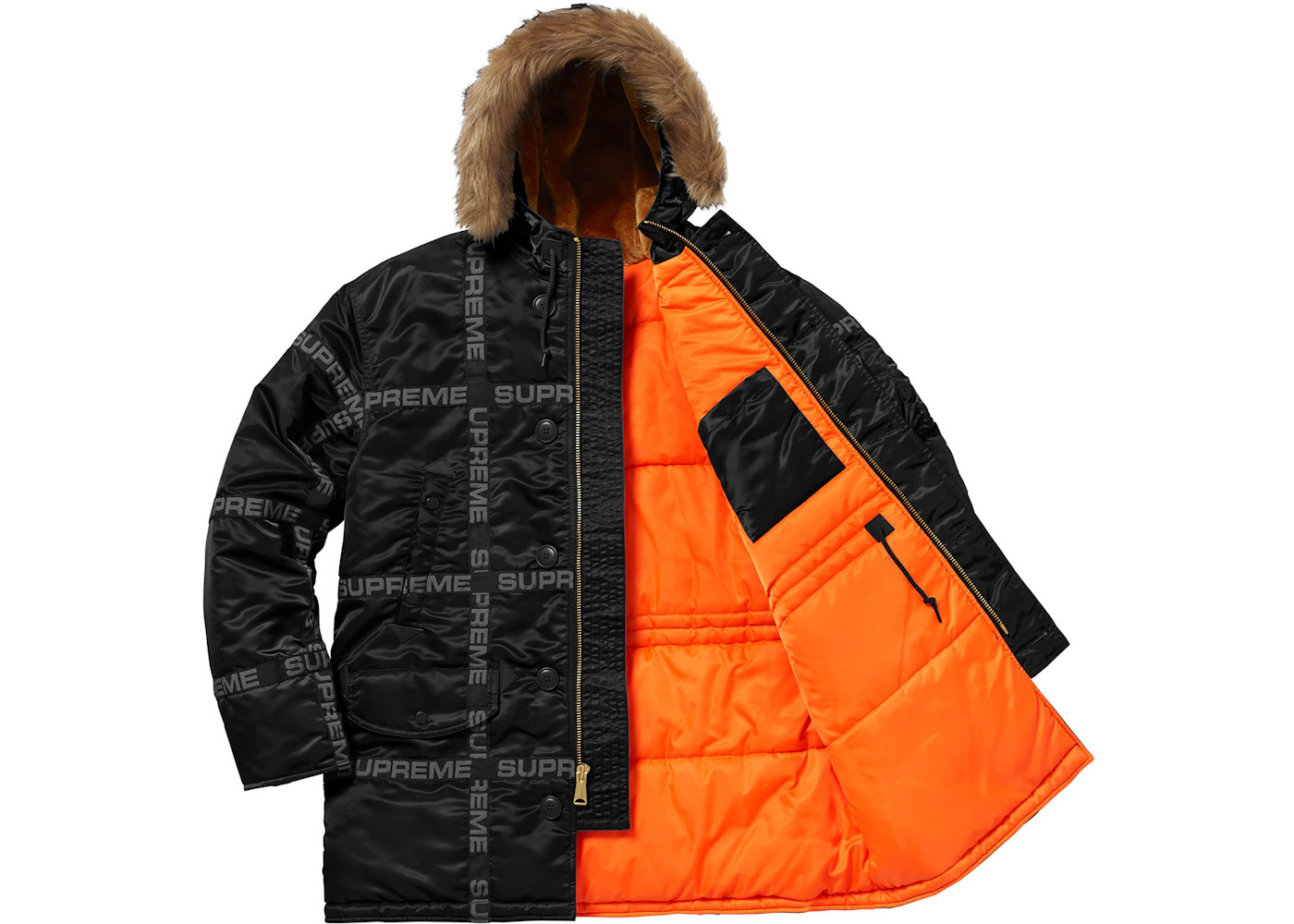Supreme Logo Tape N-3B Parka Black - 2