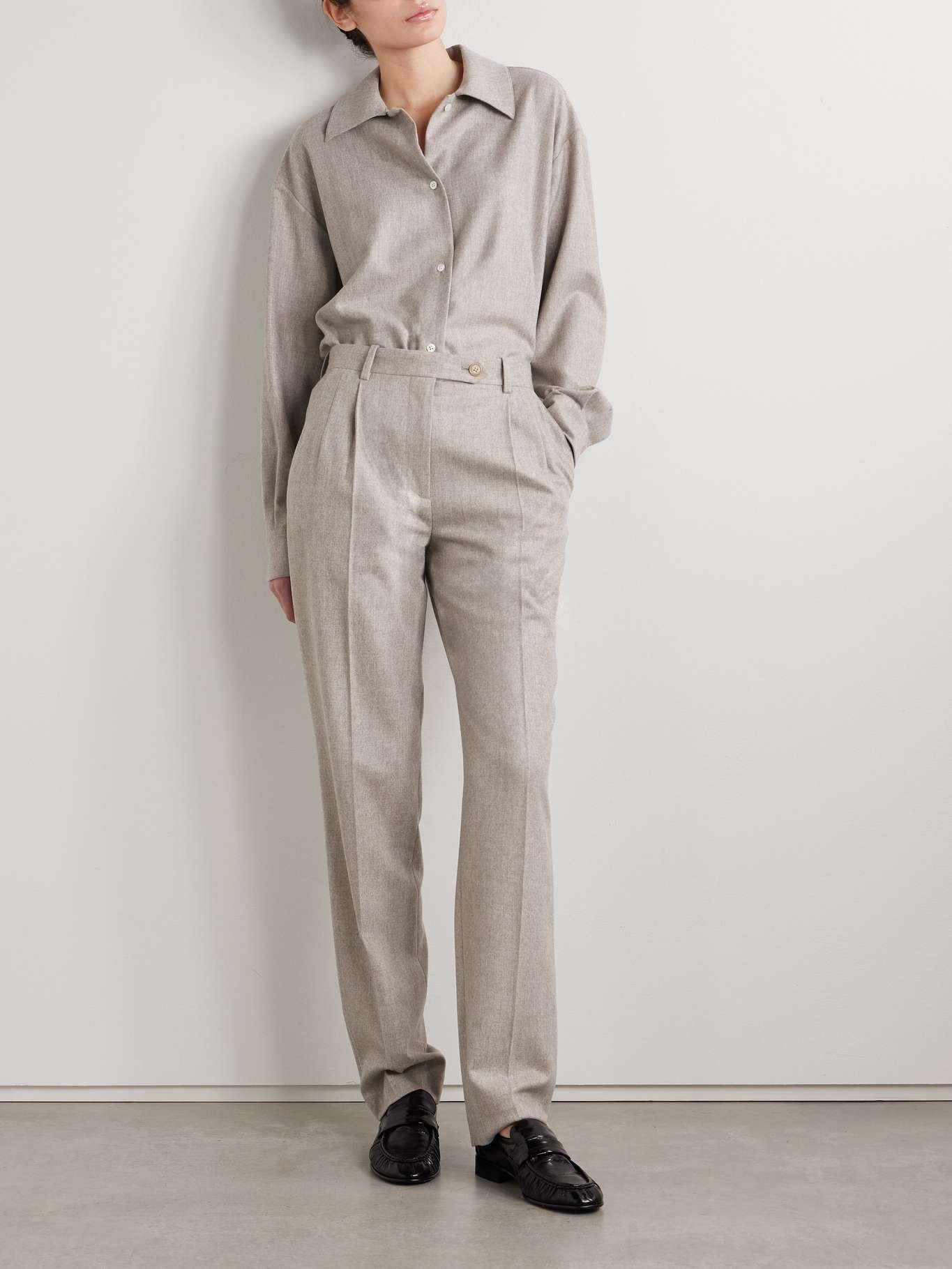 The Row Norbert brushed wool and cashmere-blend straight-leg