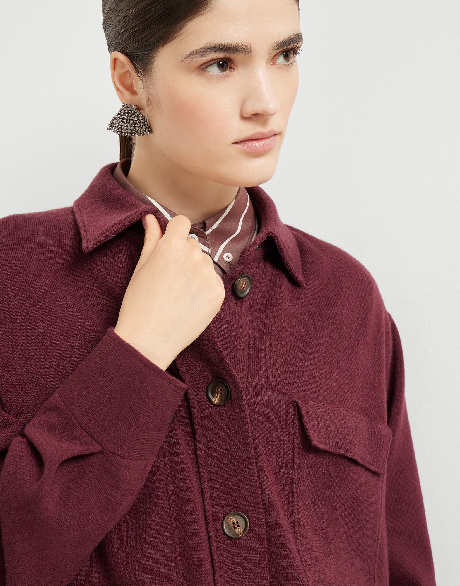 Virgin wool, cashmere and silk knit shirt - 3