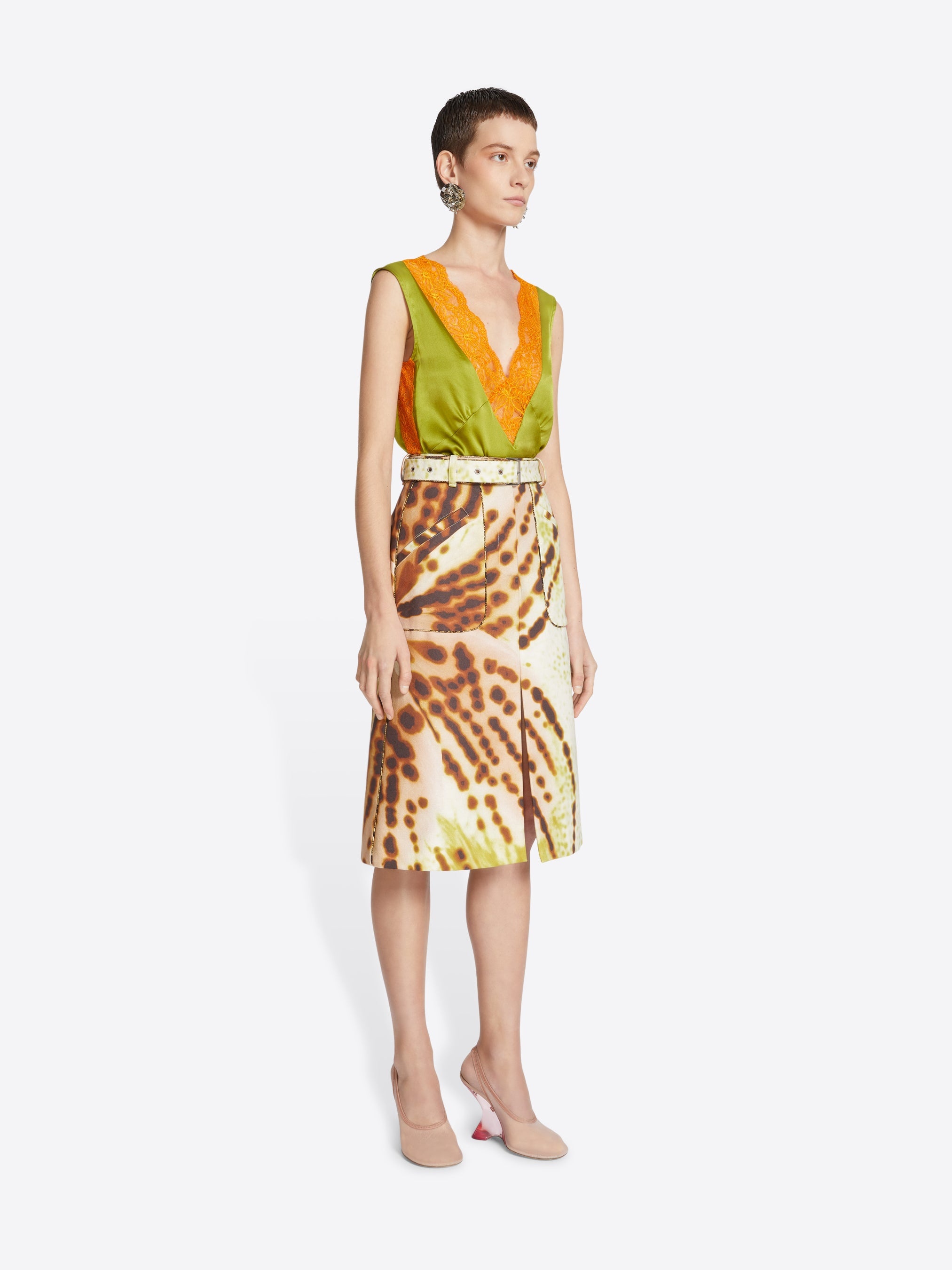 PRINTED BELTED SKIRT - 3