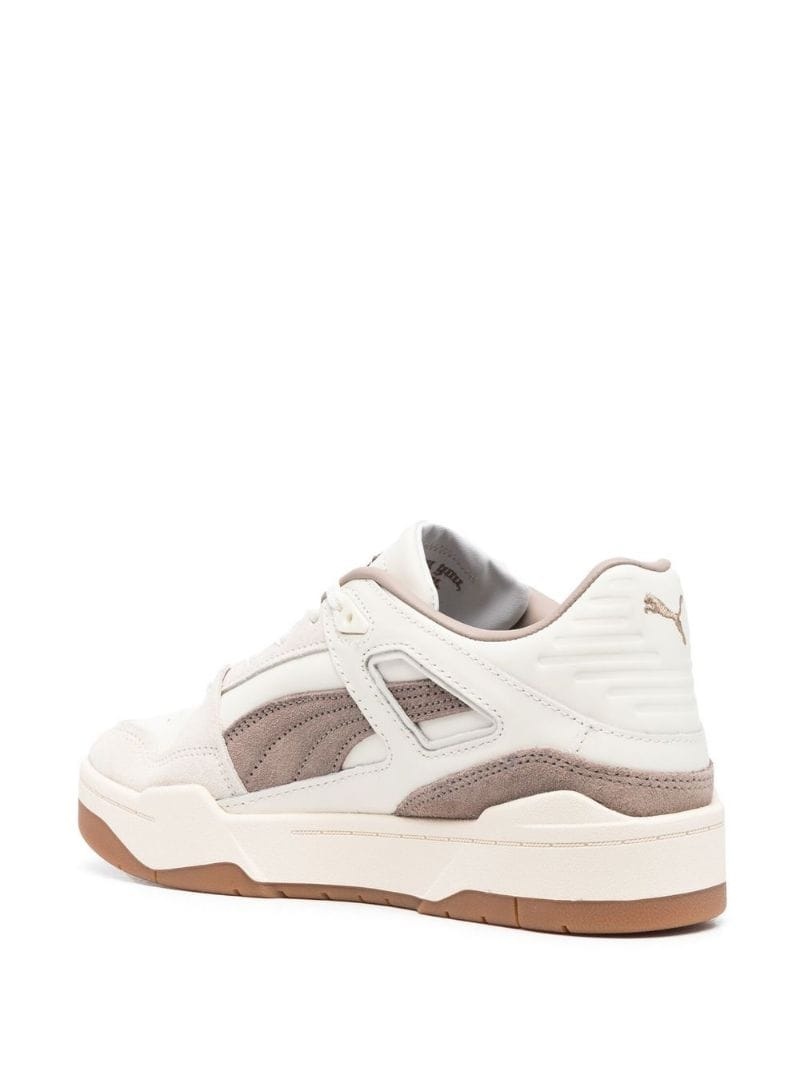 panelled leather sneakers - 3