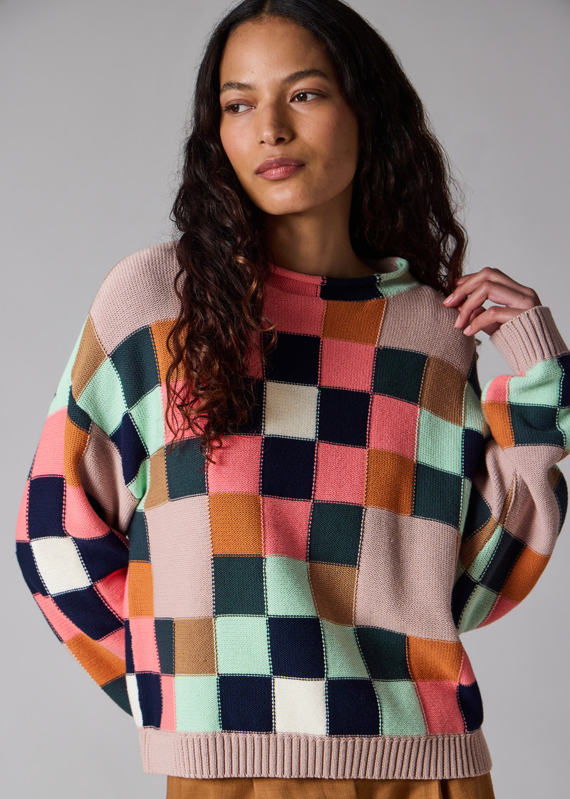 Women's Geometric Square Knitted Sweater 3