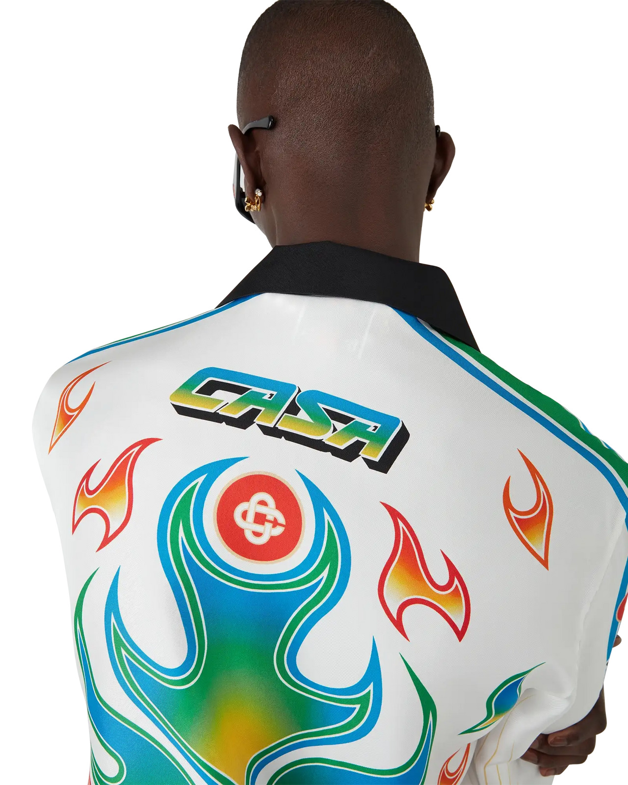 Flame Laurel Long Sleeve Silk Twill Shirt | Casablanca Paris - 4