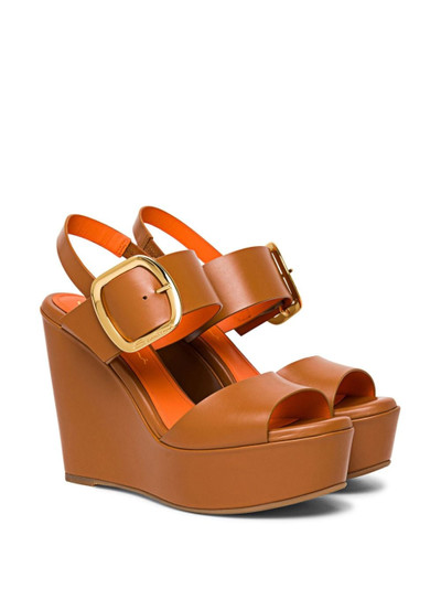 Santoni wedge leather sandals outlook