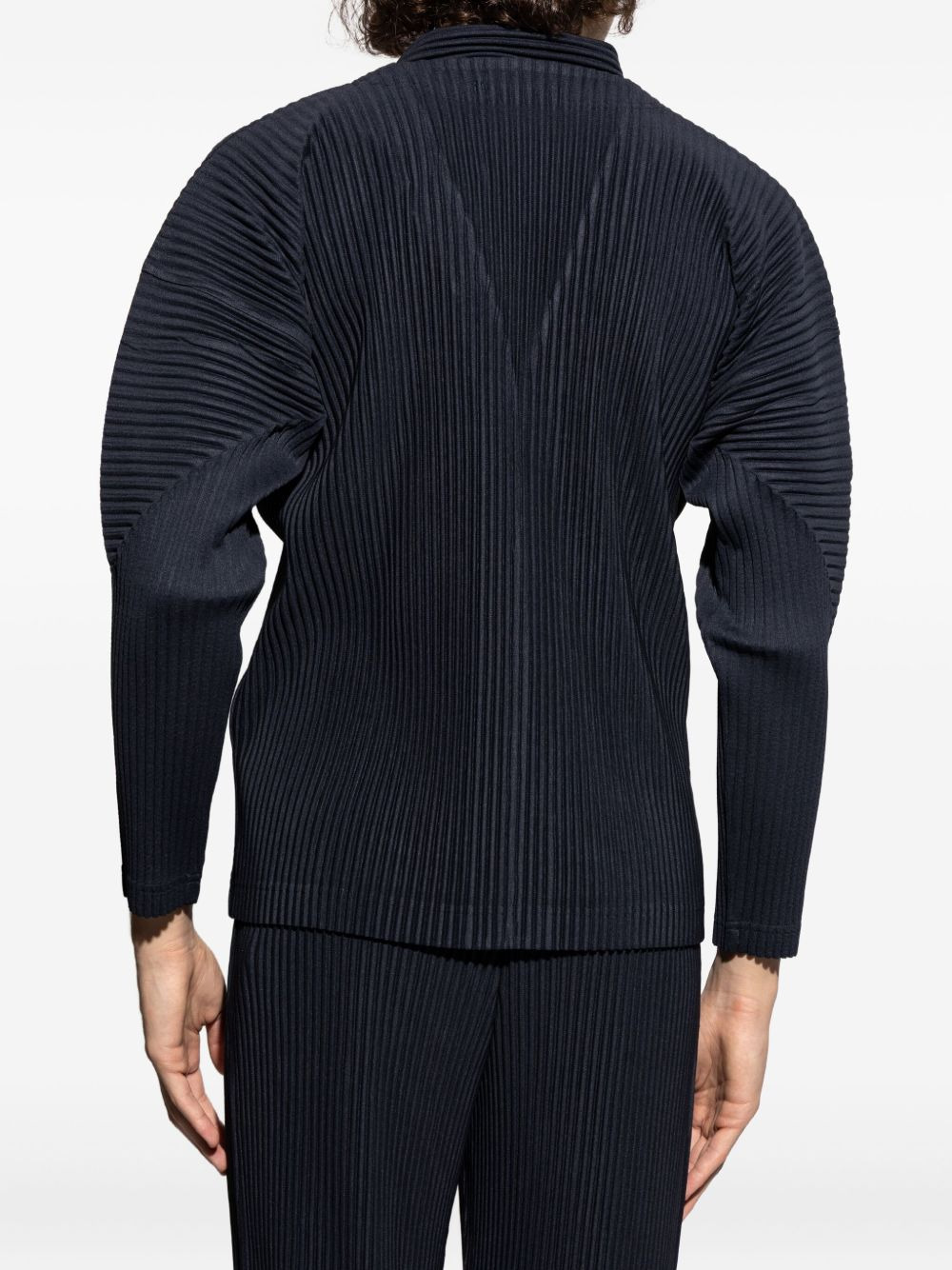 pleated button-fastening cardigan - 4
