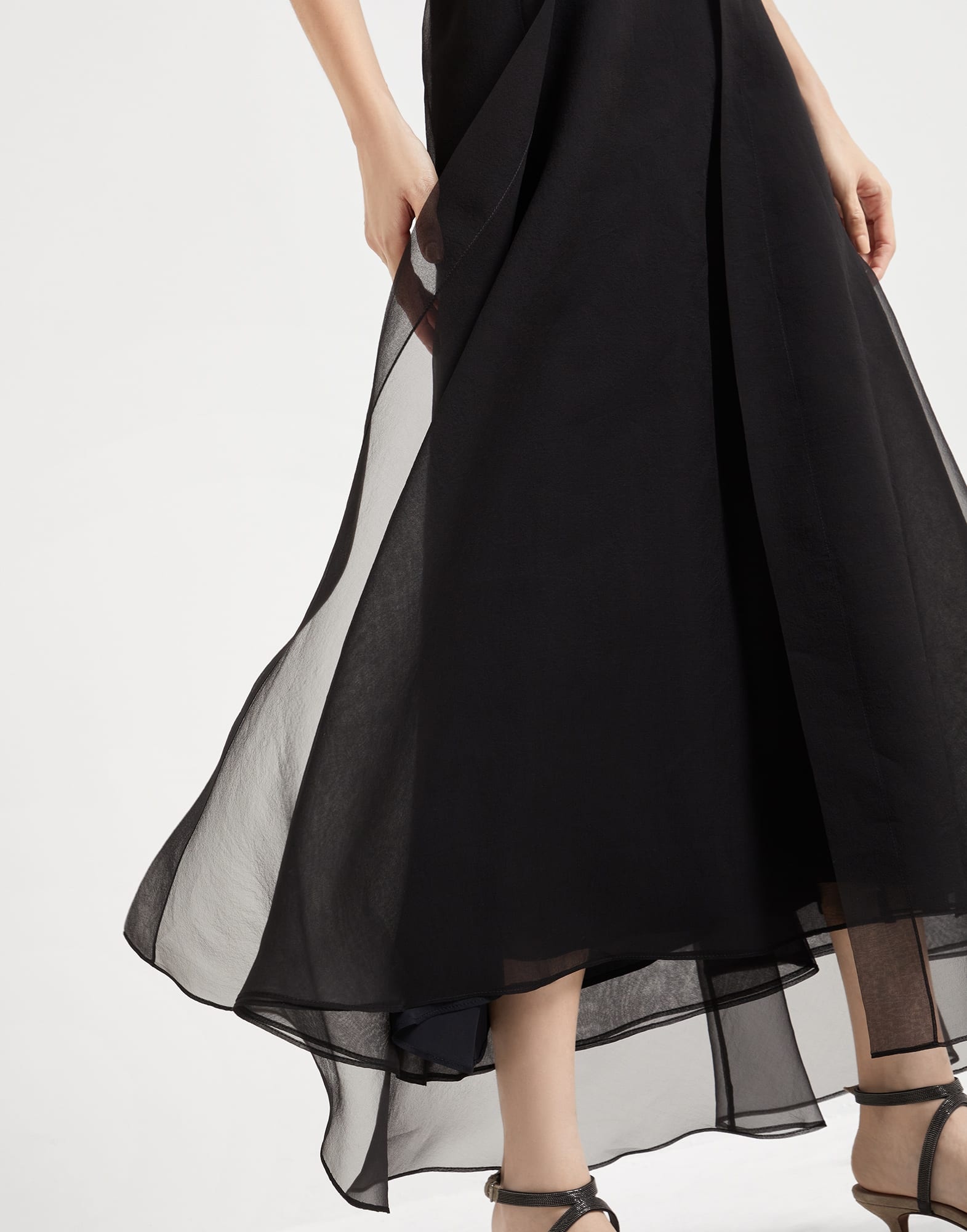 Crispy silk paneled circle skirt - 3
