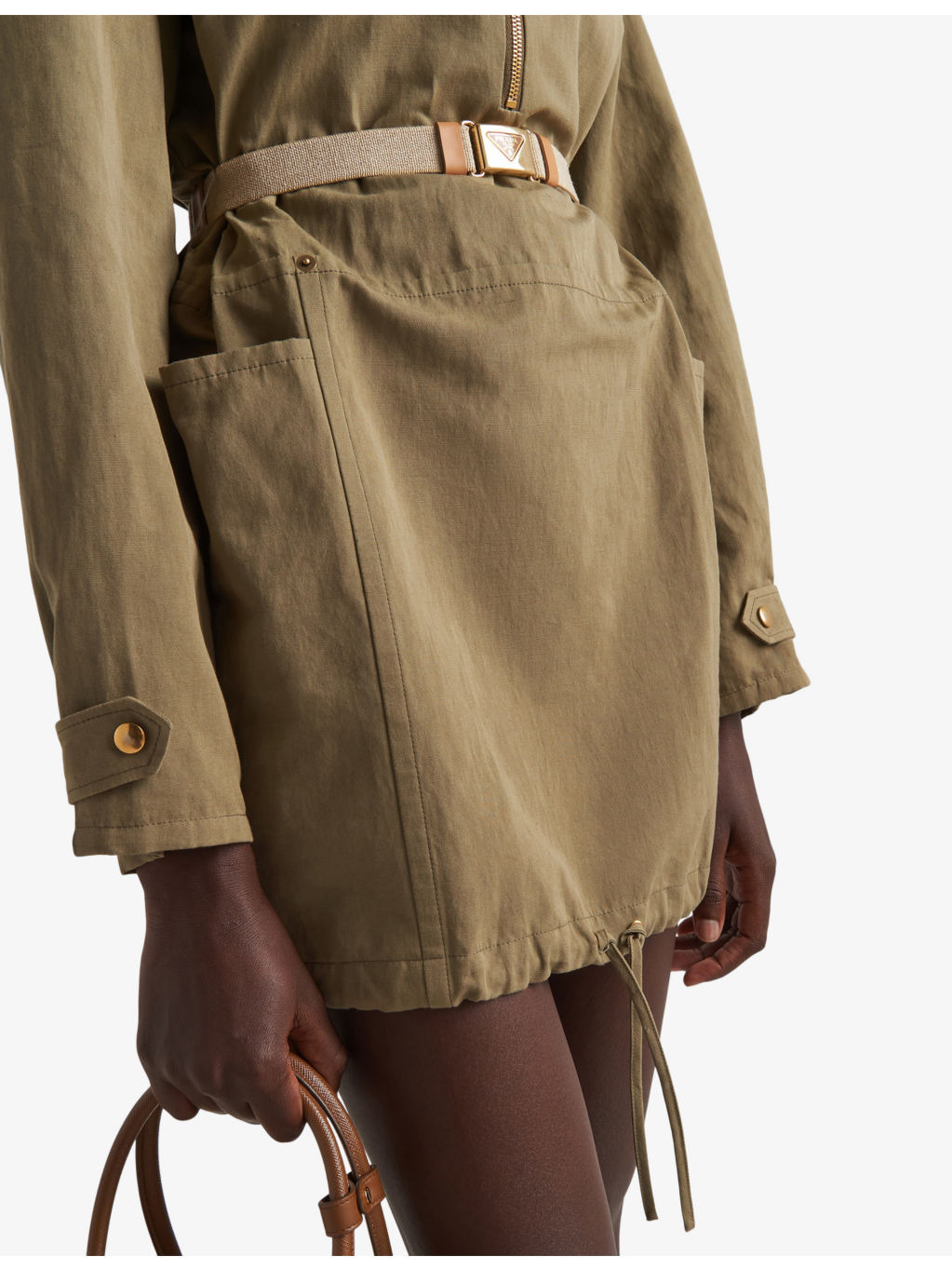 Panama brand-belt cotton mini dress - 5