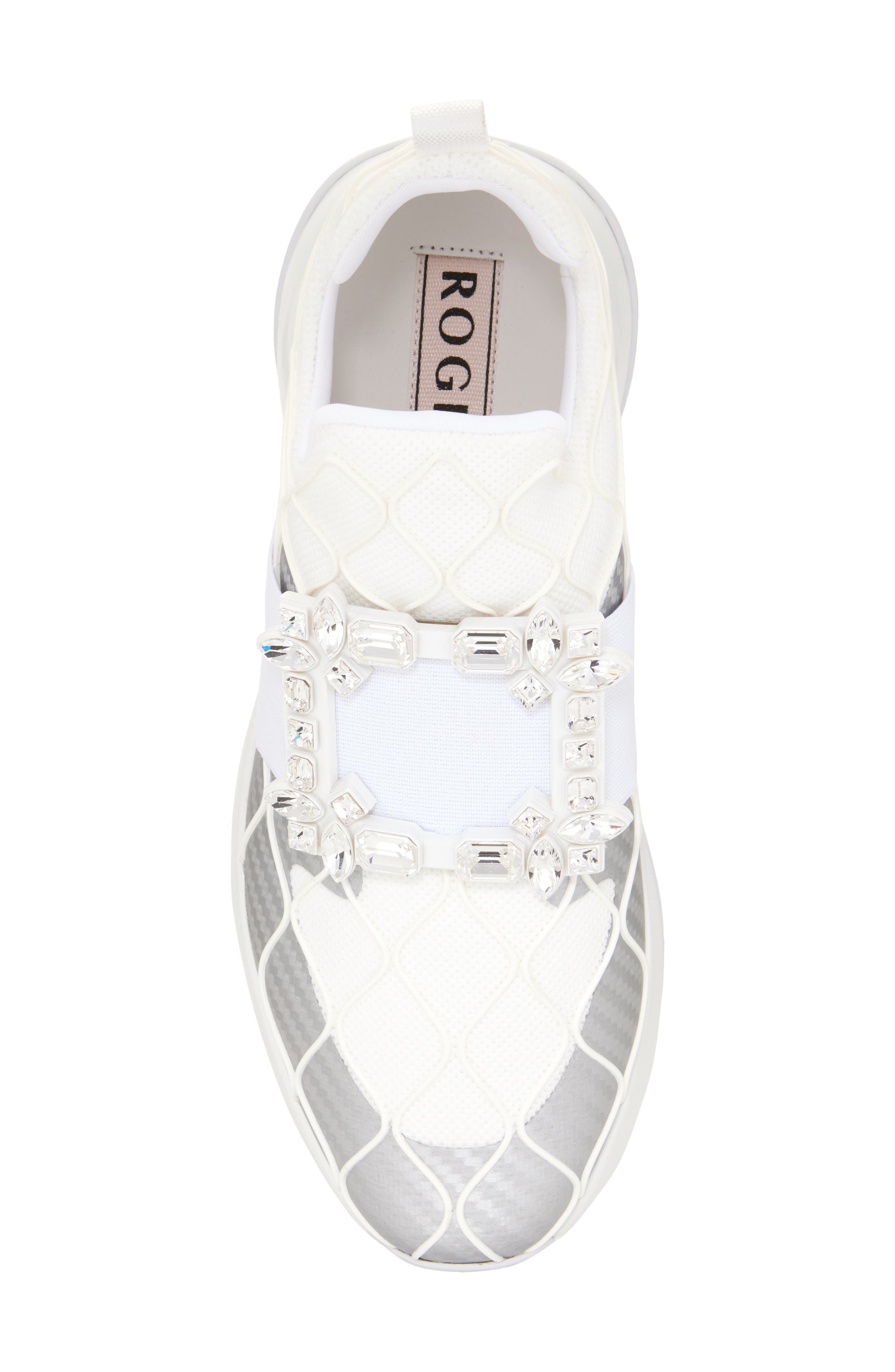 Roger Vivier Viv Run Crystal Embellished Buckle Sneaker in Argento/Bianco at Nordstrom - 5