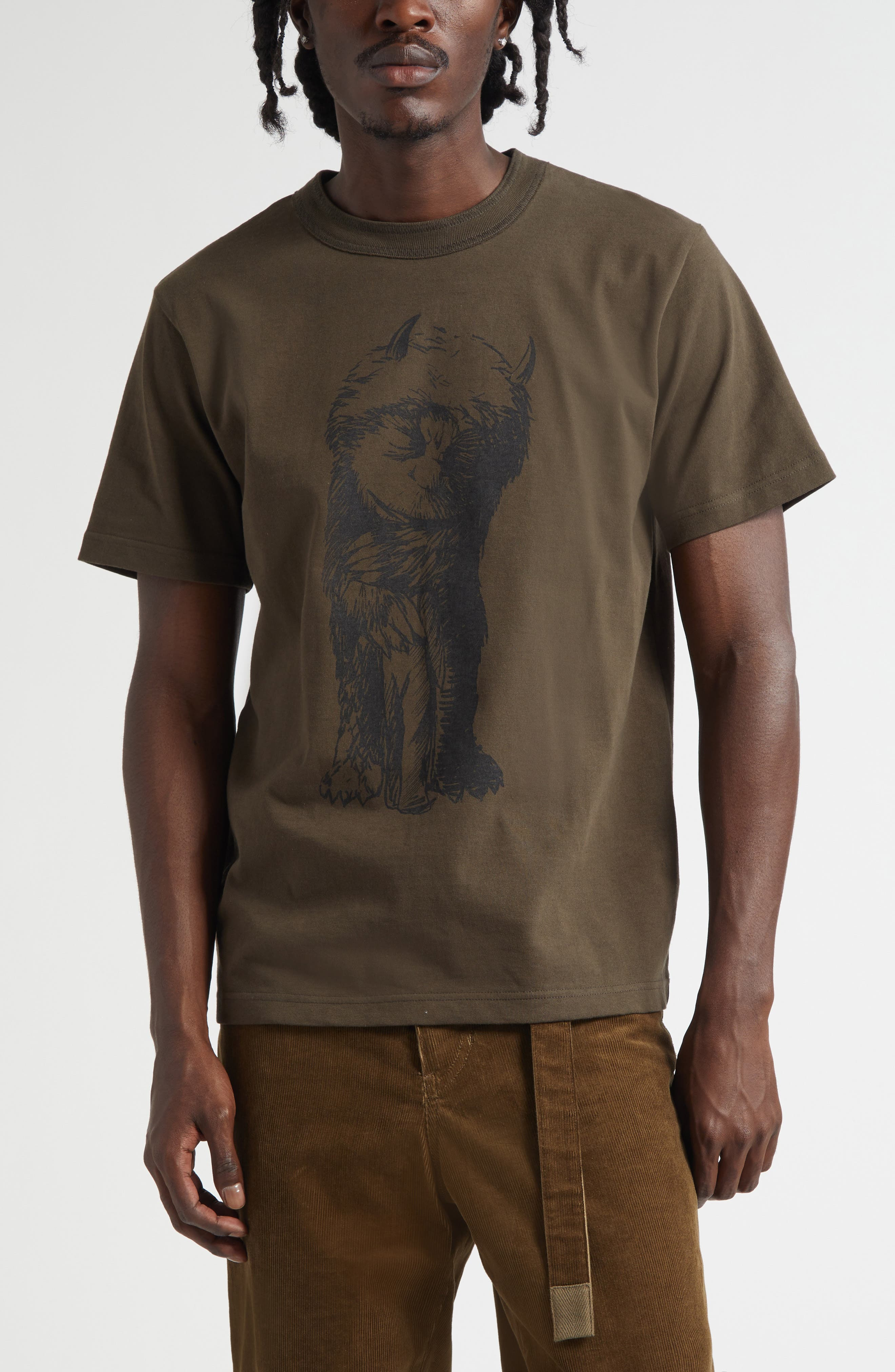 Sacai 'Where the Wild Things Are' Graphic T-Shirt in Dark Khaki at Nordstrom - 1