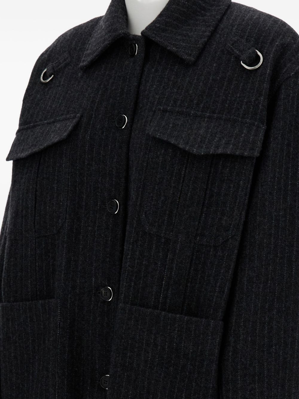 pinstripe fringed jacket - 2