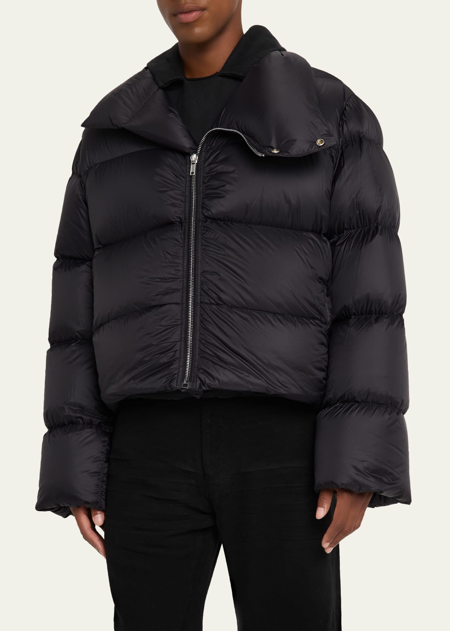 Men's Nylon Cropped Turtleneck Puffer Jacket - 4