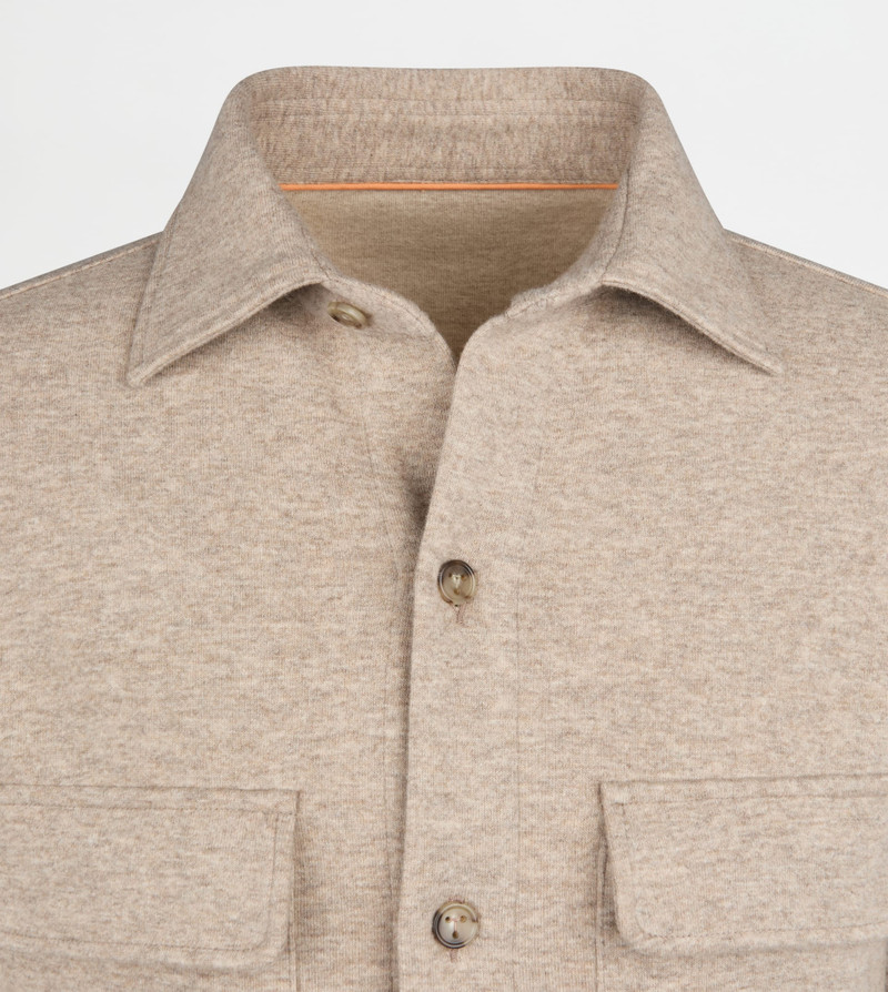 SHIRT JACKET IN CASHMERE BLEND JERSEY - BEIGE 7