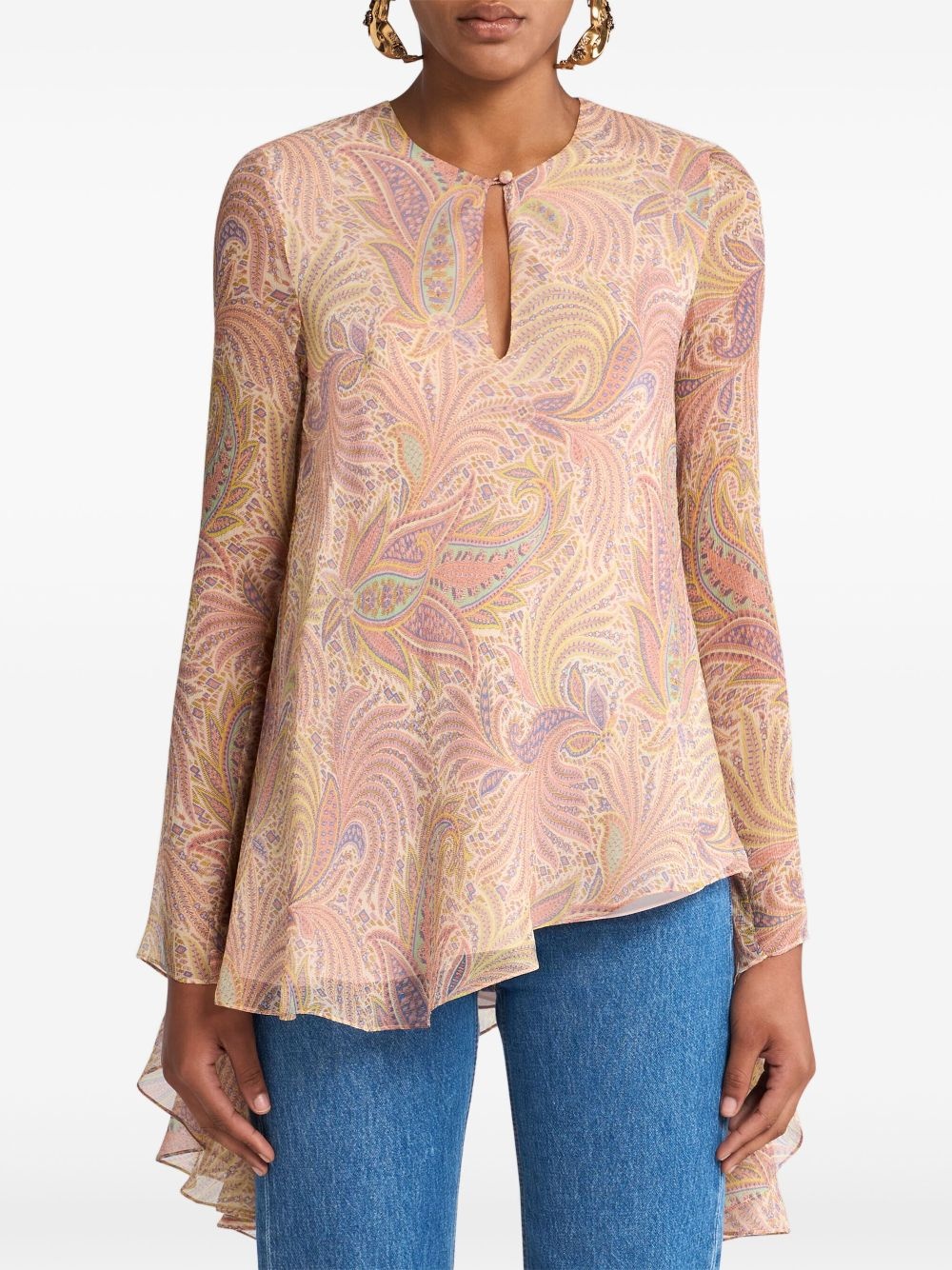 asymmetric silk top - 2