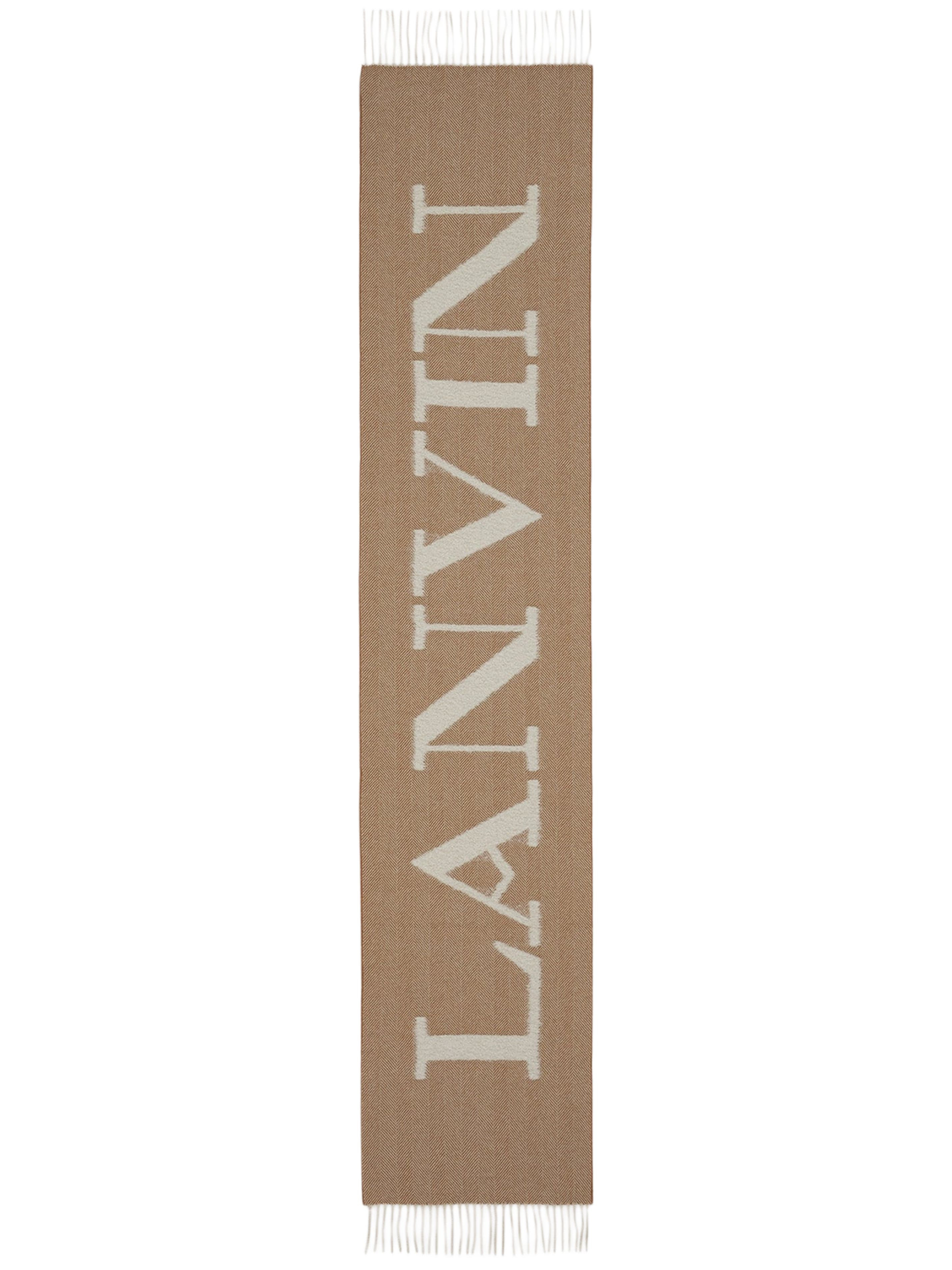 Lanvin Signature Fringed Wool Scarf in Mastic-Ecru at Nordstrom - 3