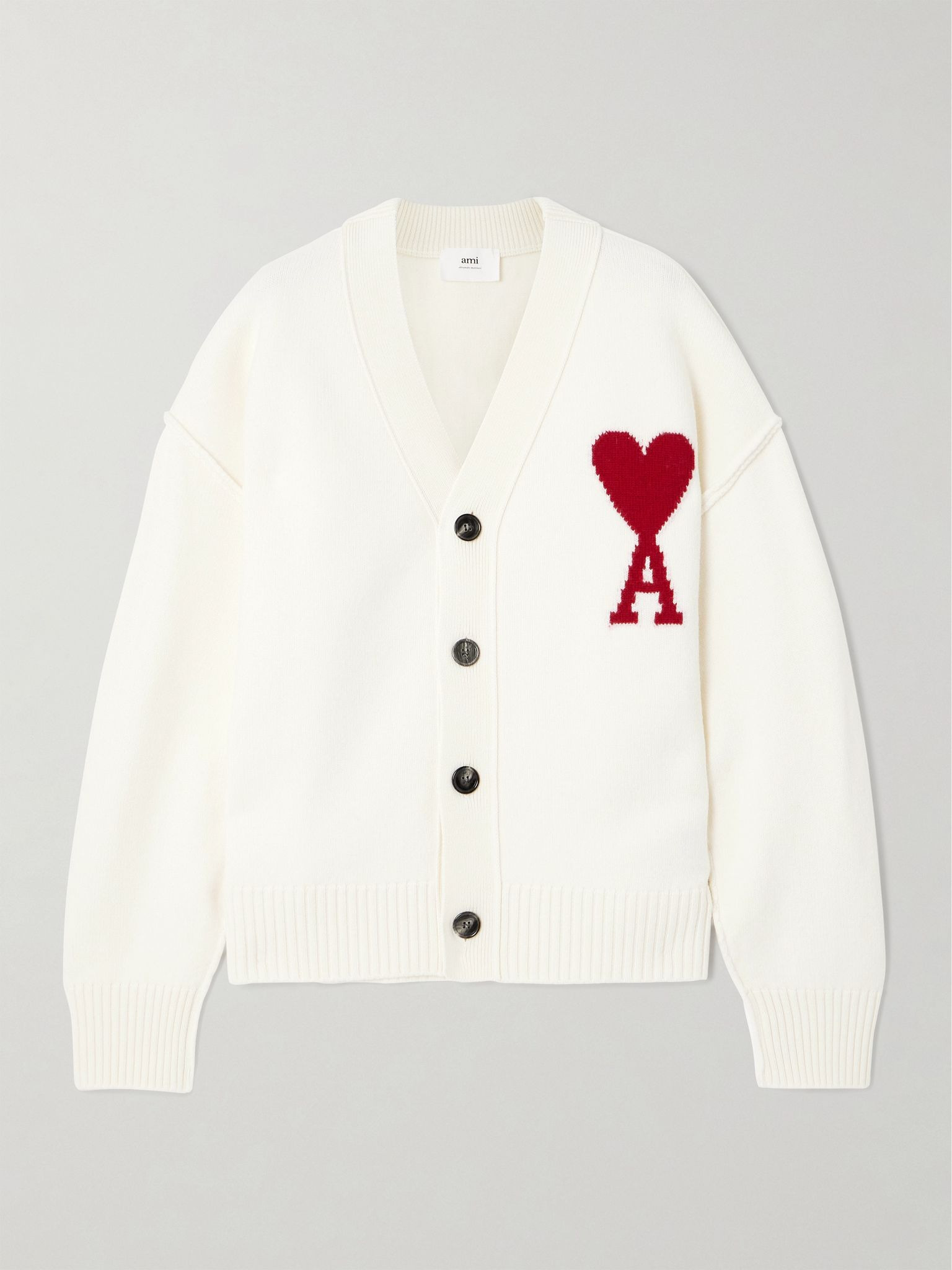 ADC intarsia merino wool cardigan Off-white - 1
