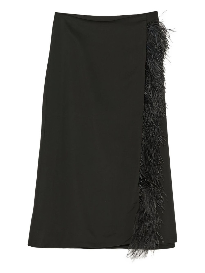 feather-trimmed satin skirt 1