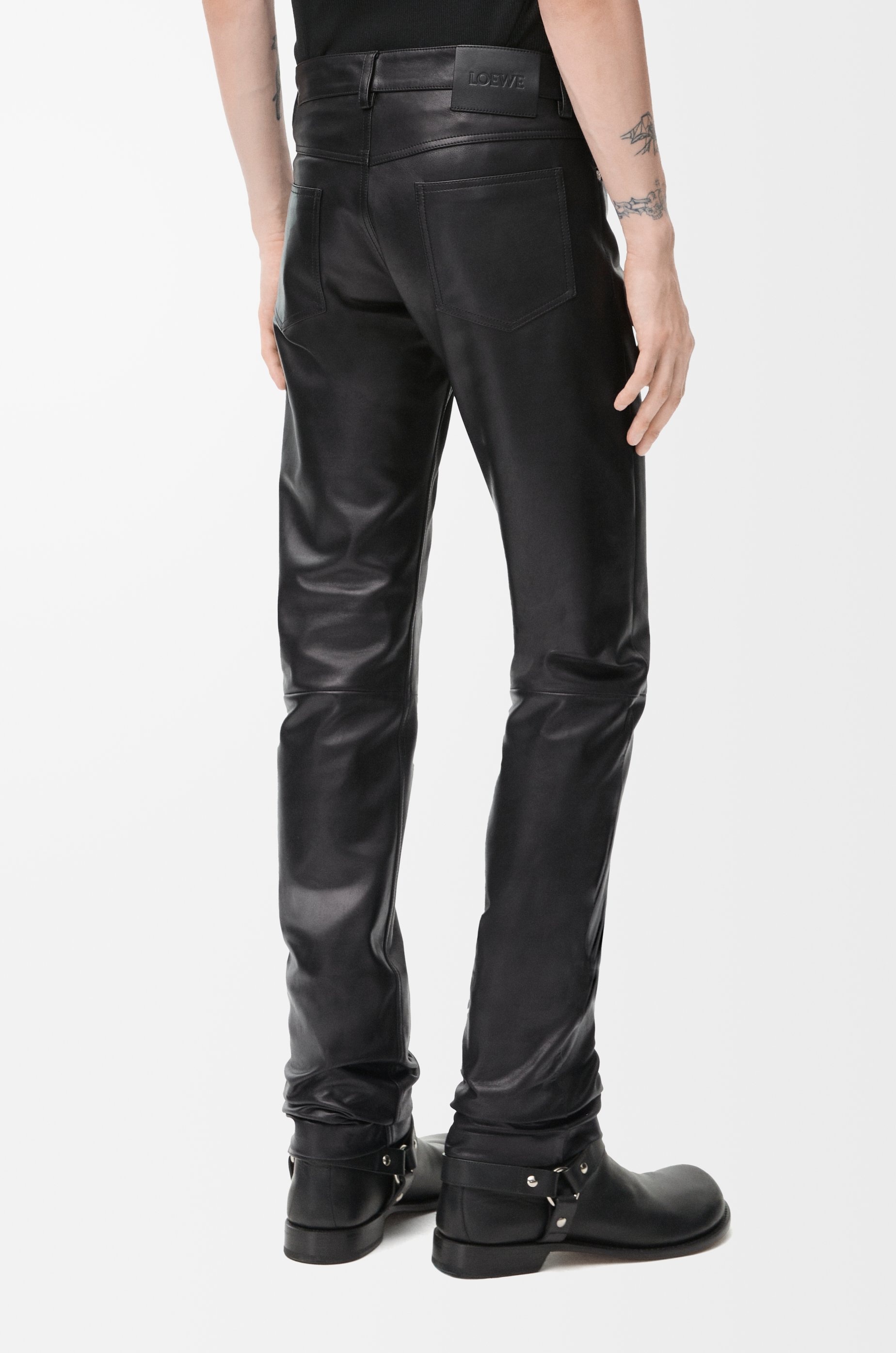 Straight leg trousers in nappa calfskin - 4