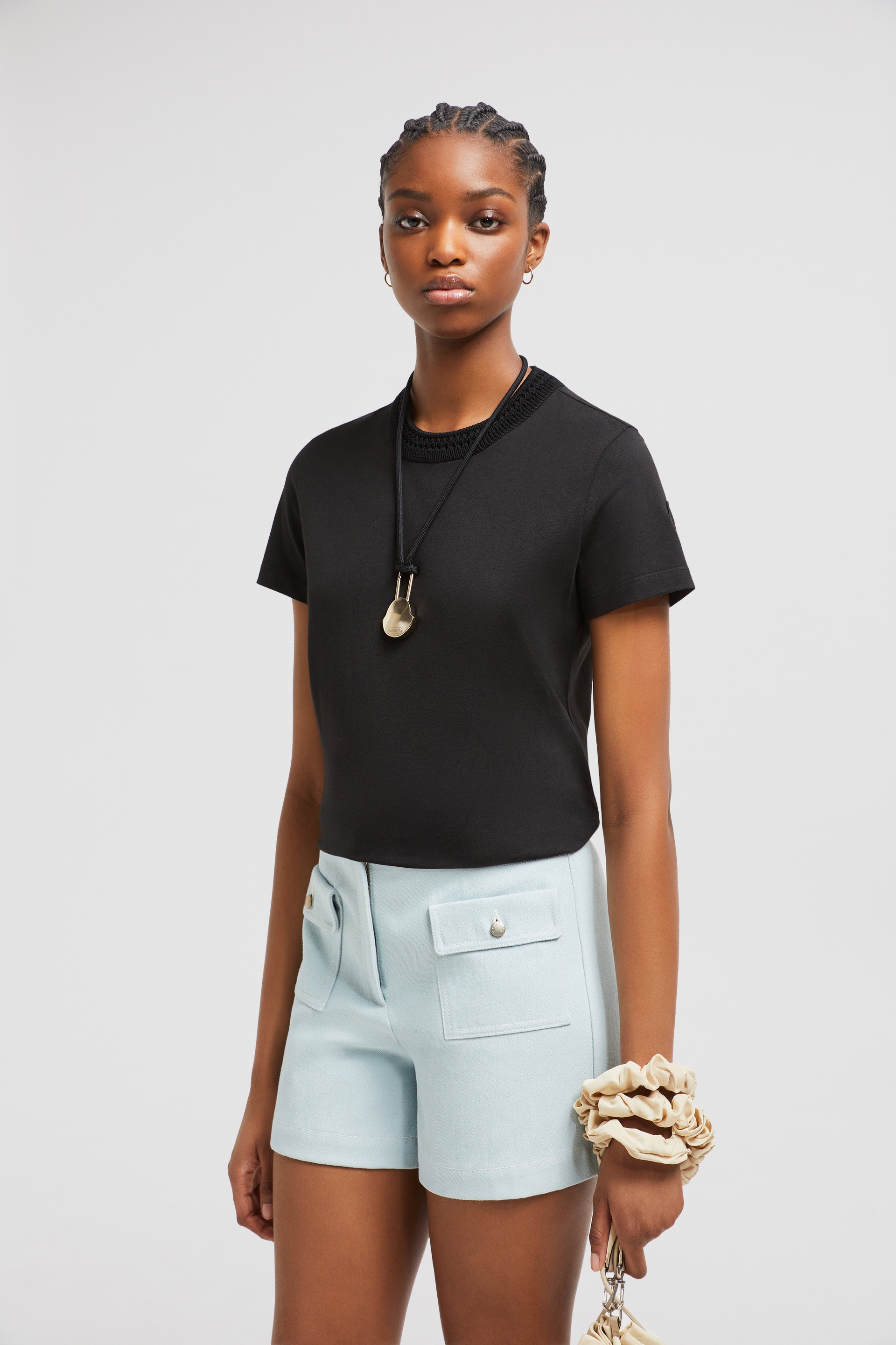 Crochet Accent Cotton T-Shirt - 2