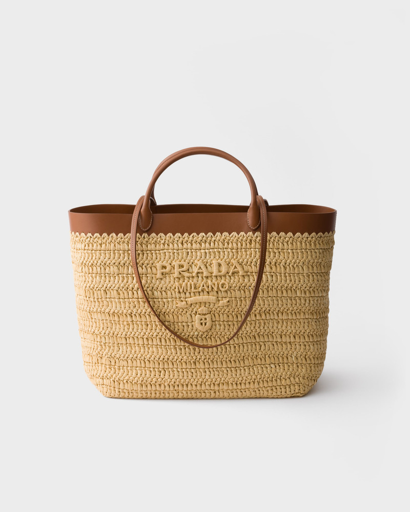 Medium crochet and leather tote bag 1
