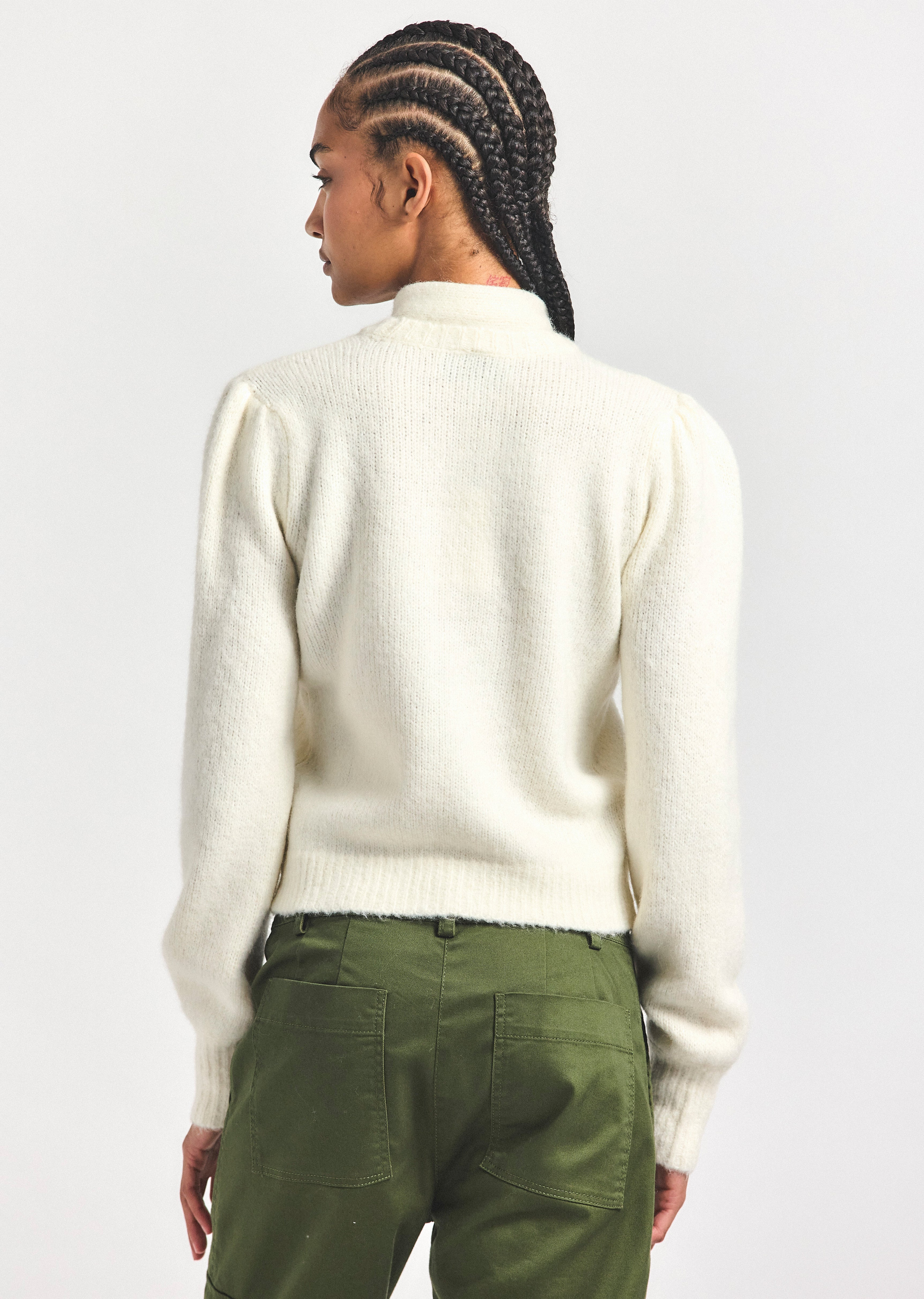 LEILANI PLUSH KNIT TIE NECK SWEATER - 4
