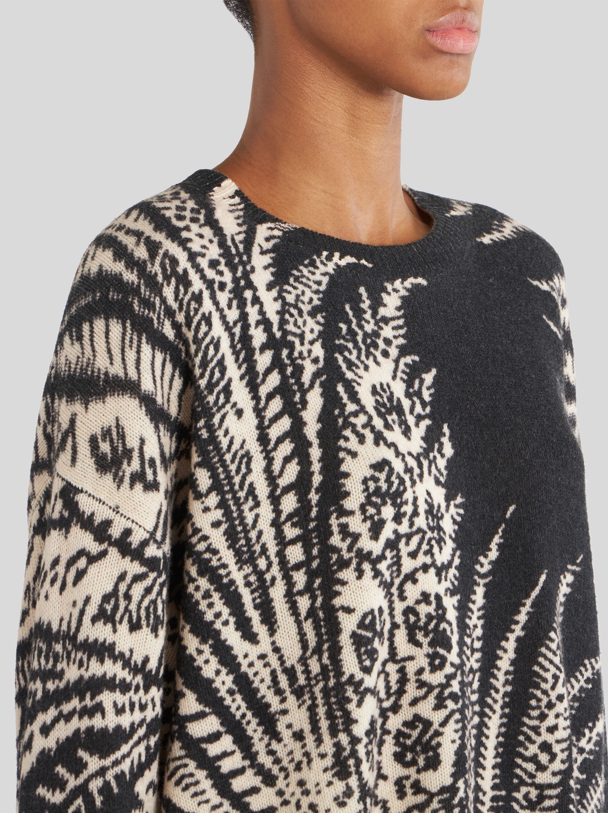 FOLIAGE PRINT WOOL JUMPER - 2