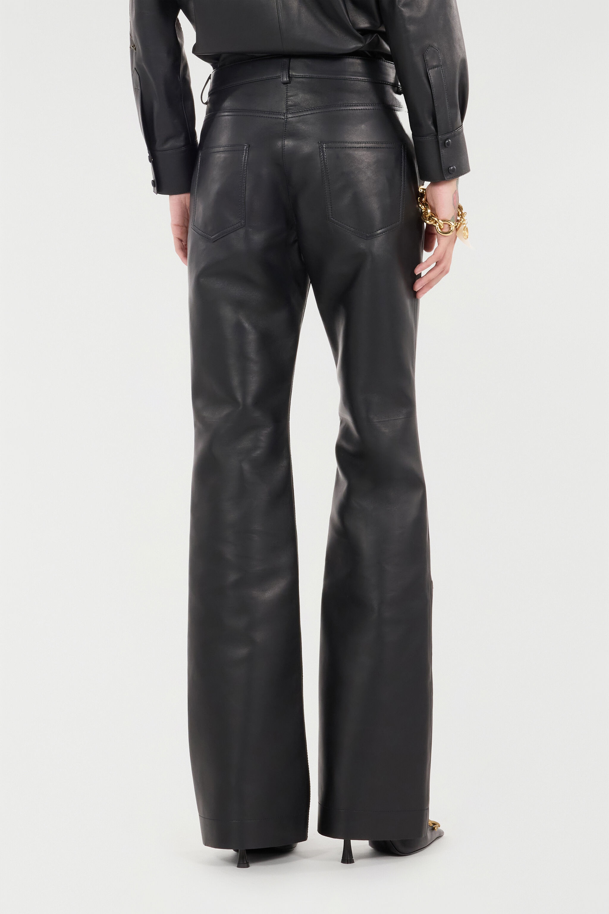 Leather Pants With Perforated Roses - 4