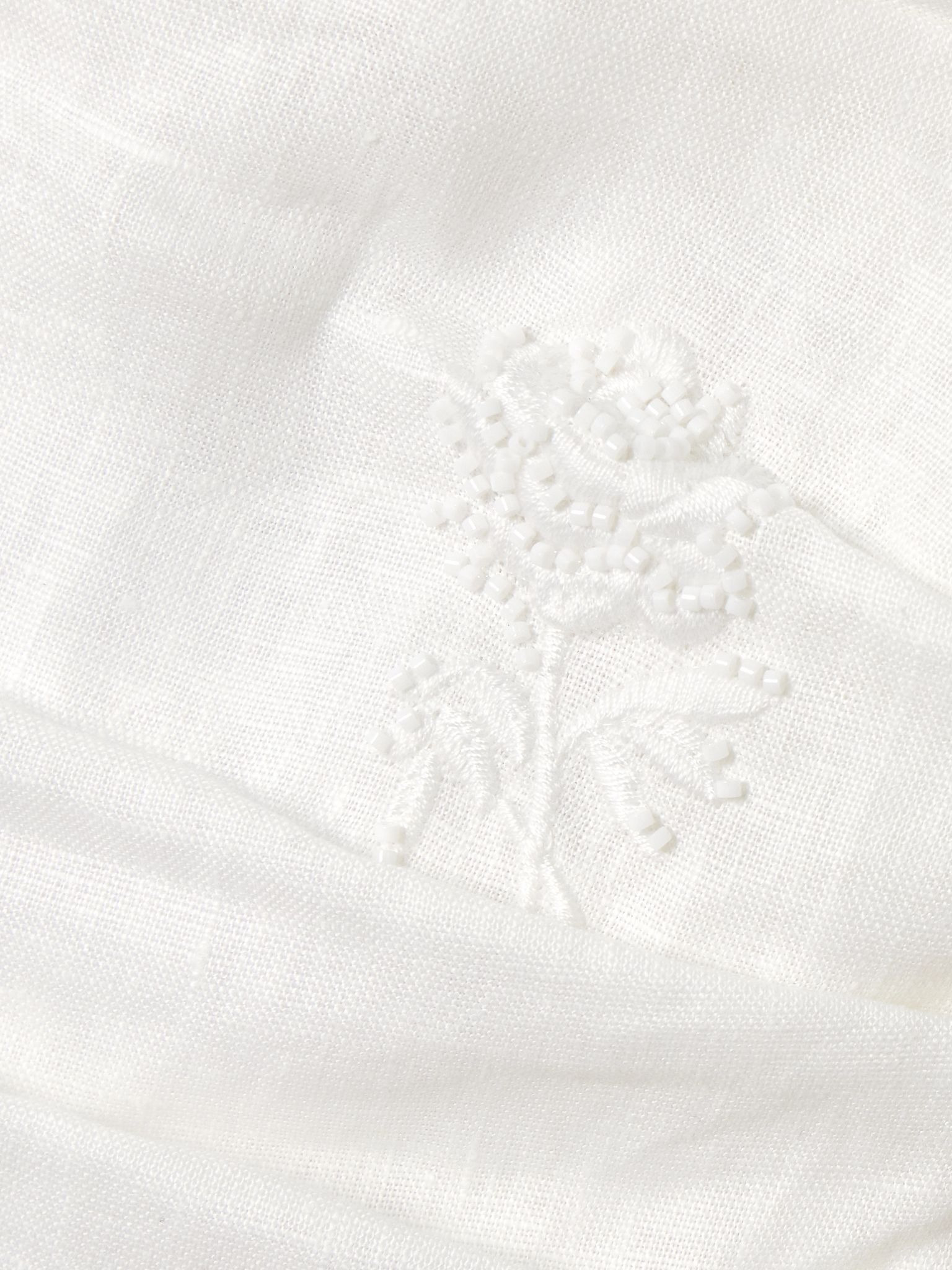 Alessandra gathered bead-embellished embroidered linen camisole White - 4
