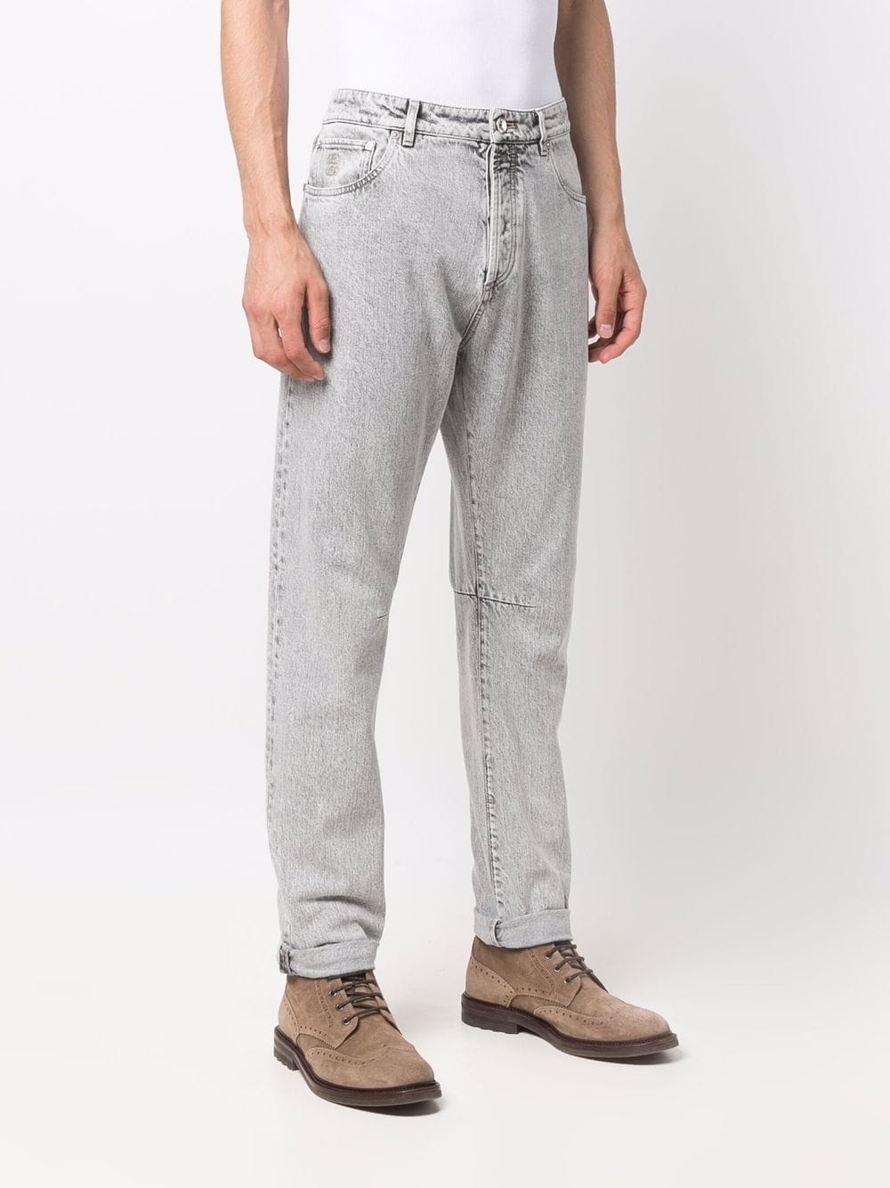 stonewashed straight-leg jeans - 3