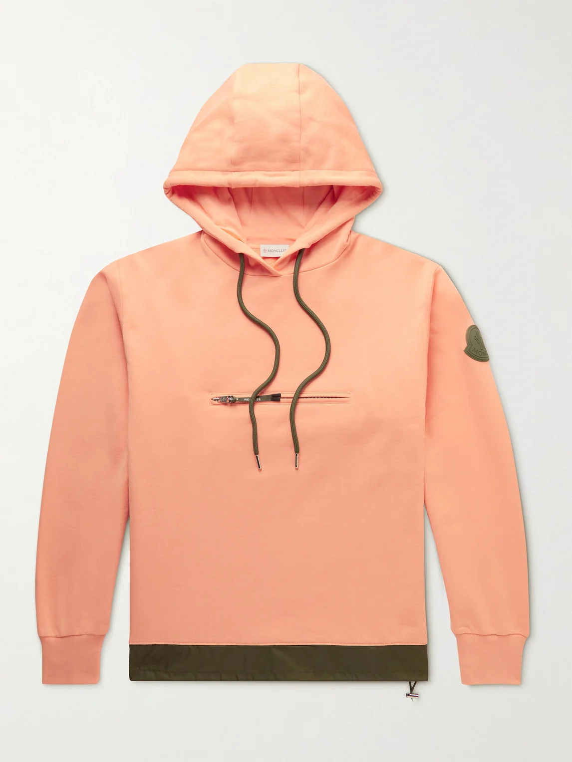 Logo-Appliquéd Shell-Trimmed Cotton-Jersey Hoodie - 1