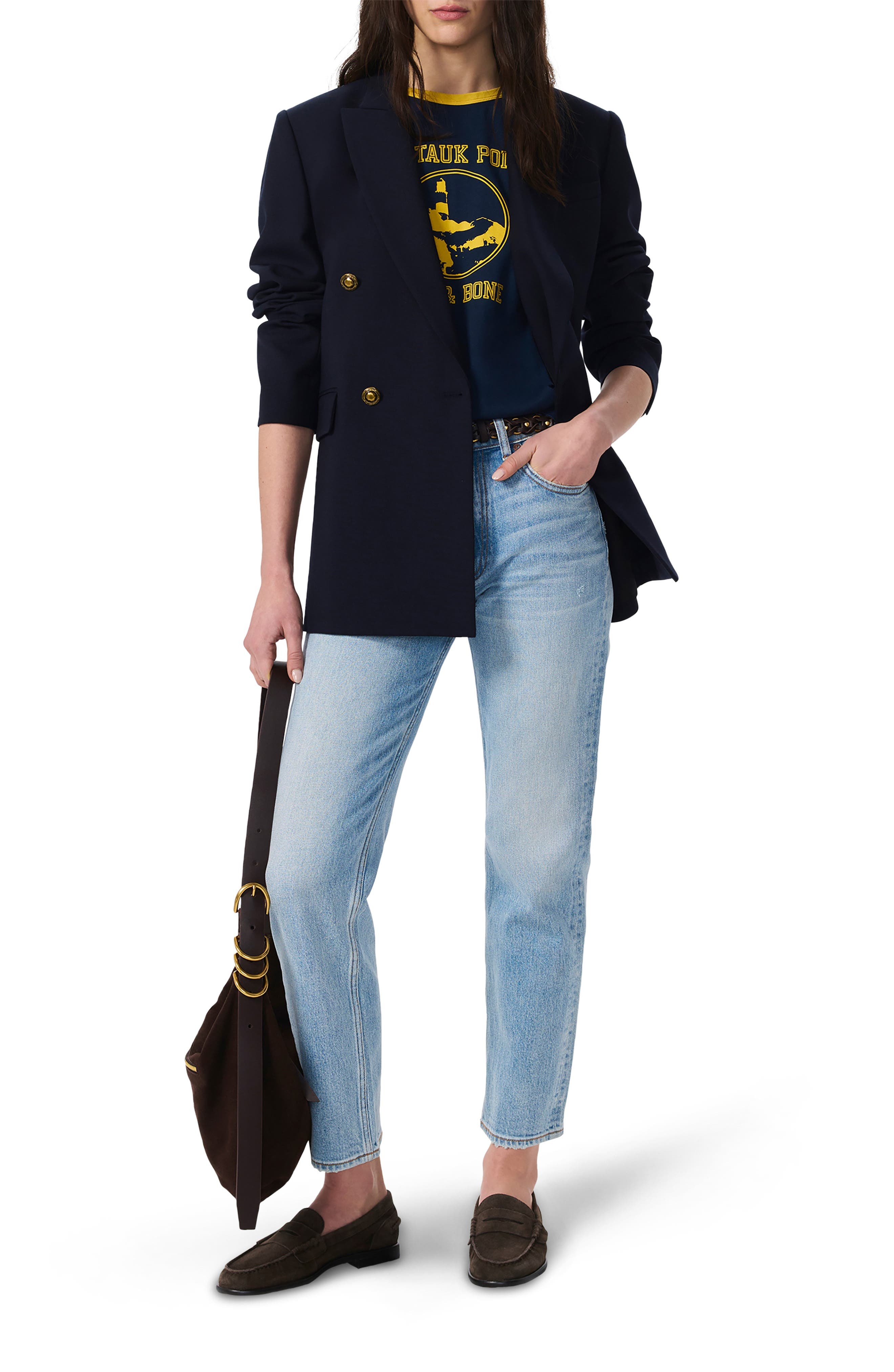 rag & bone Montauk Boxy Ringer T-Shirt in Navy at Nordstrom - 4