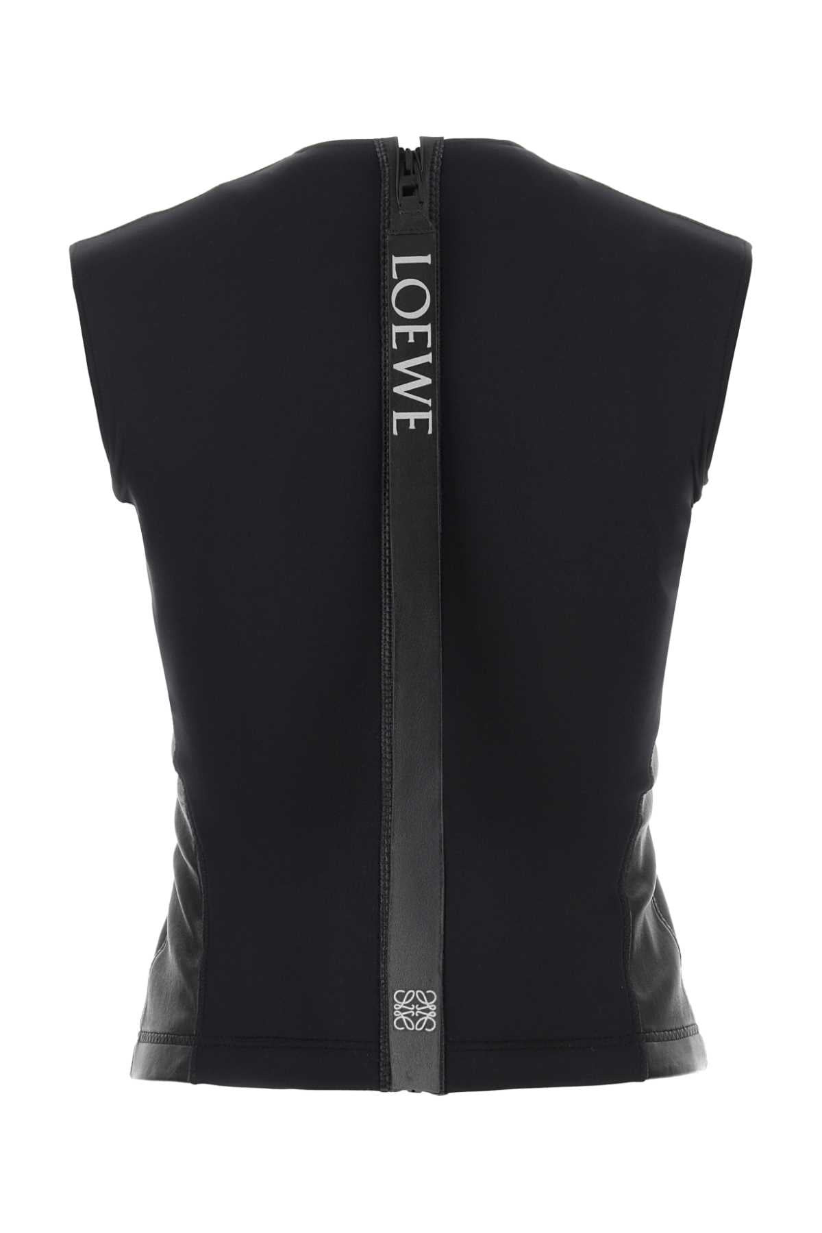 Loewe Women Black Leather And Fabric Top - 2