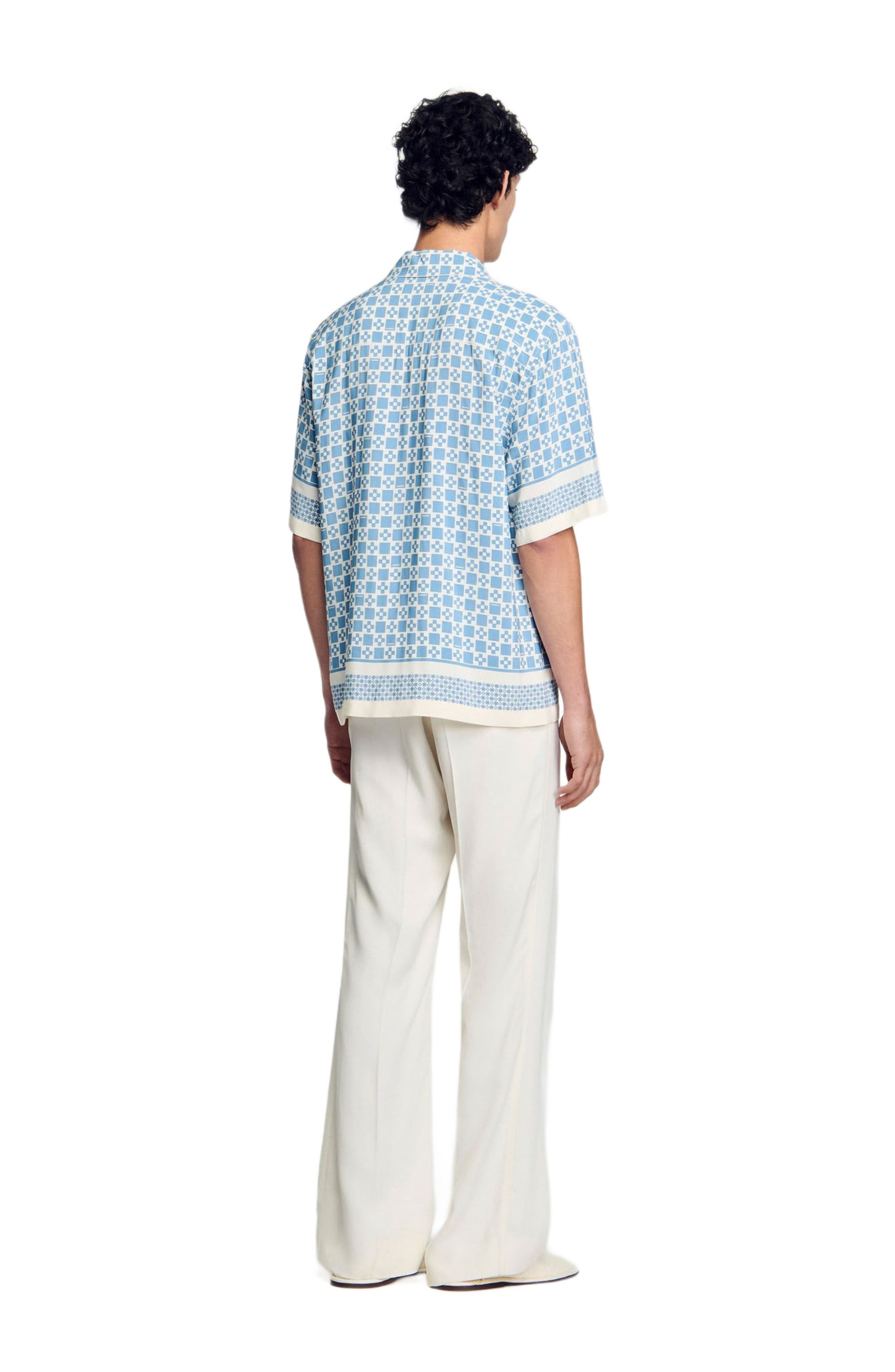 SANDRO Square Cross motif flowing blouse in Blue Sky at Nordstrom - 3