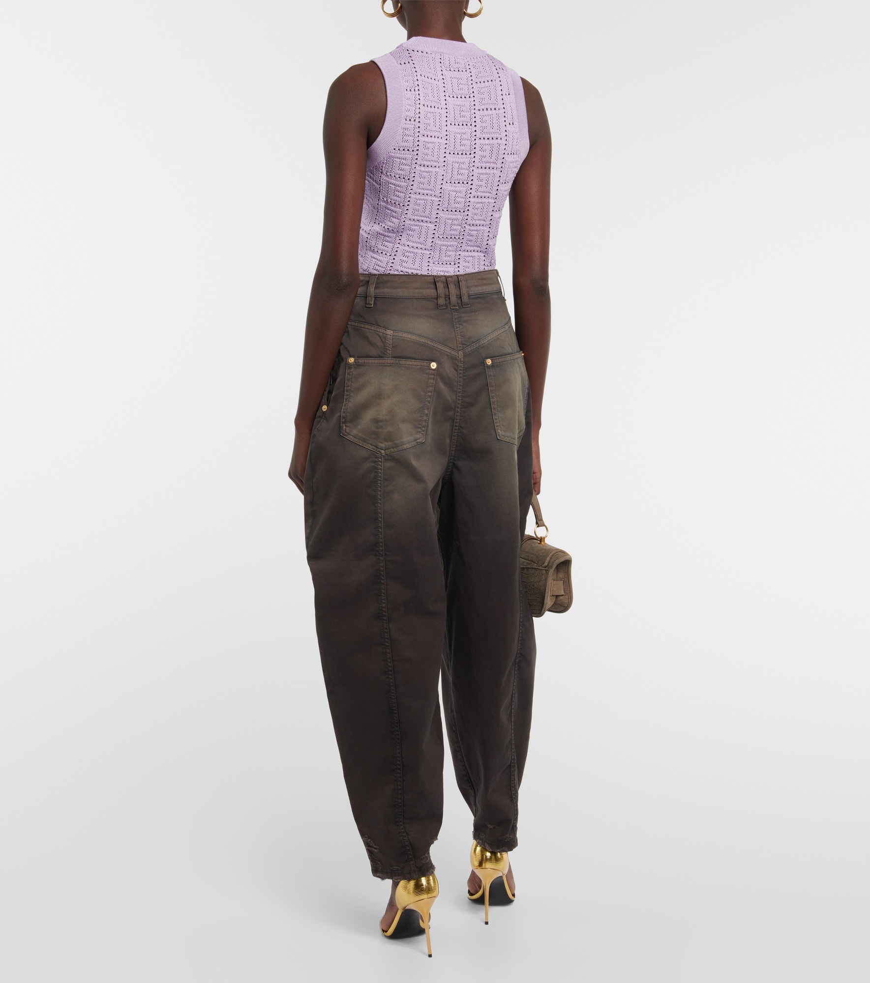 Faded high-rise wide denim jeans - 3