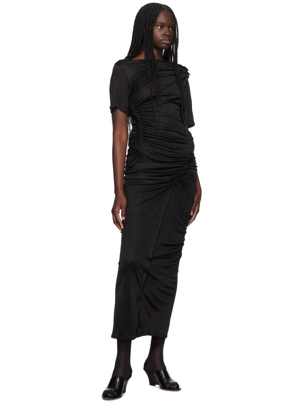 Black Asymmetric Maxi Dress - 4