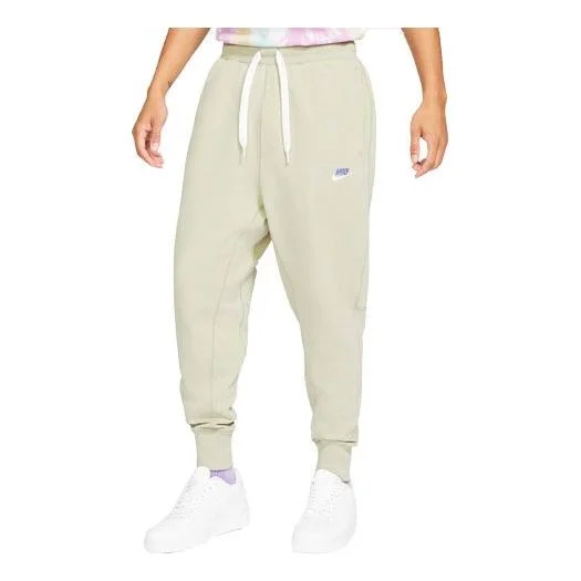 Nike Sportswear Embroidered Logo Solid Color Bundle Feet Sports Pants Beige Creamy DA0019-230 - 1