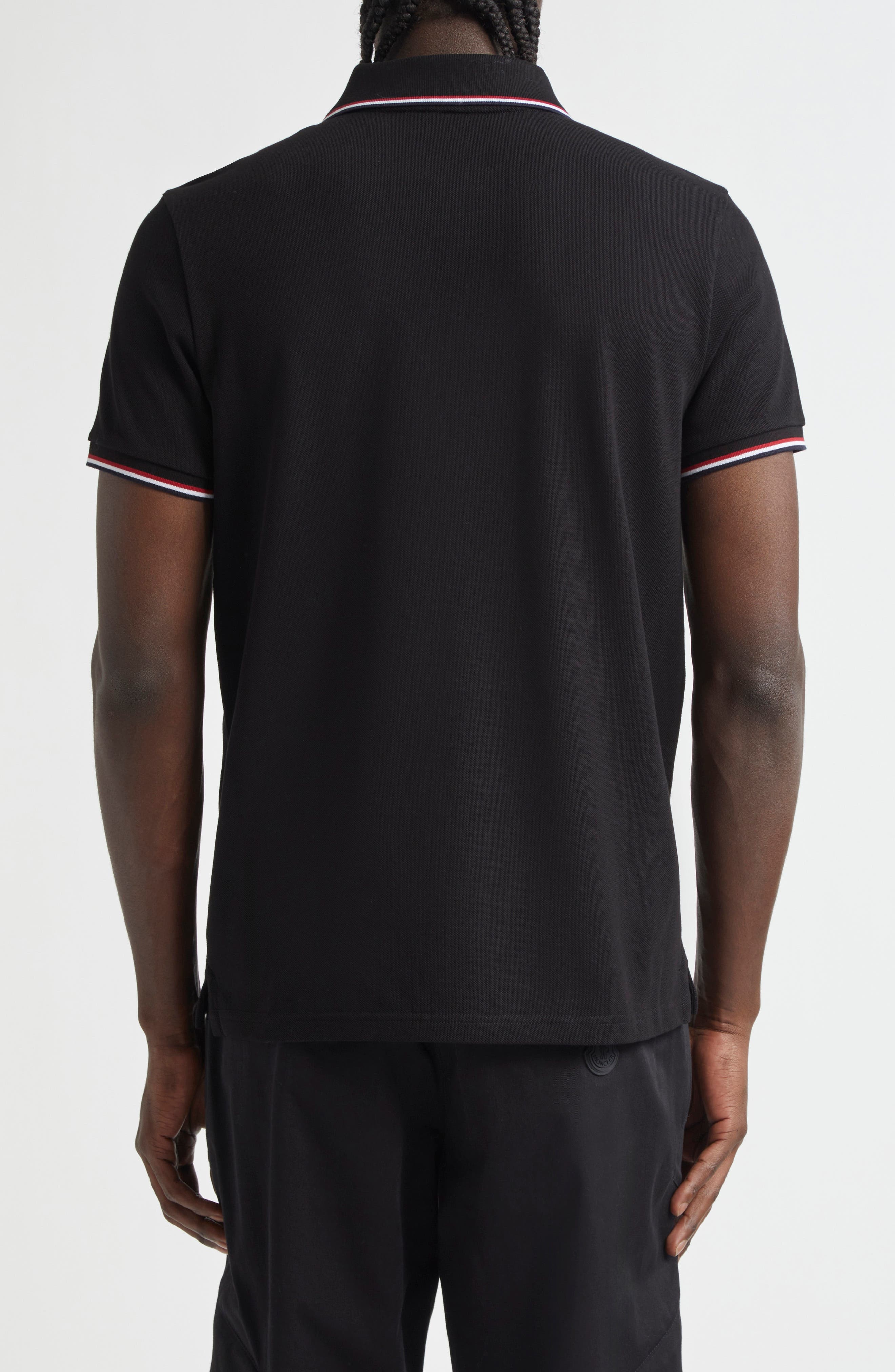 Moncler Tipped Cotton Piqué Polo in Black at Nordstrom - 2
