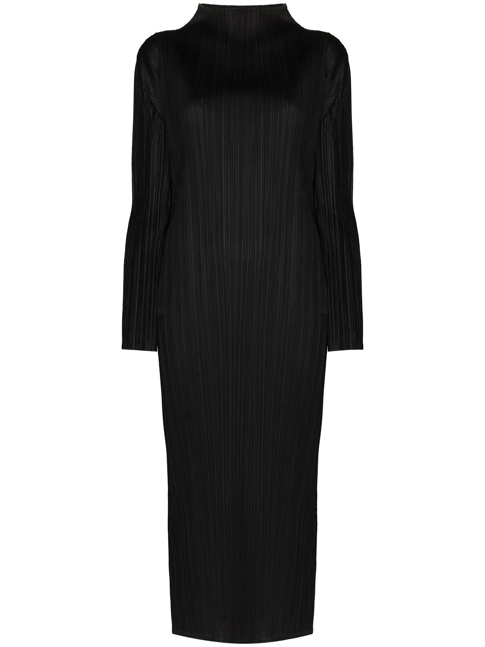 plissé-effect midi dress - 1