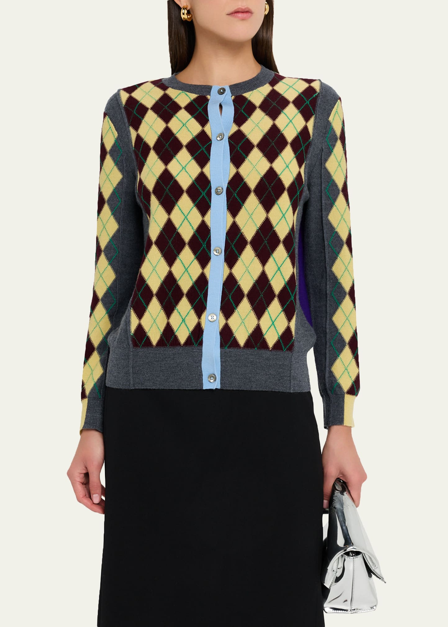 William Colorblock Argyle Cardigan - 4