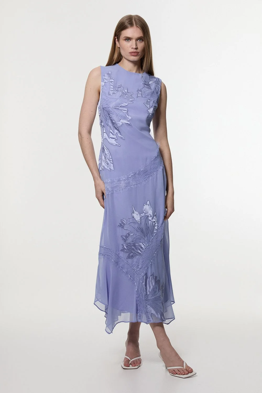 Tall Applique And Lace Georgette Sleeveless Woven Maxi Dress - 1