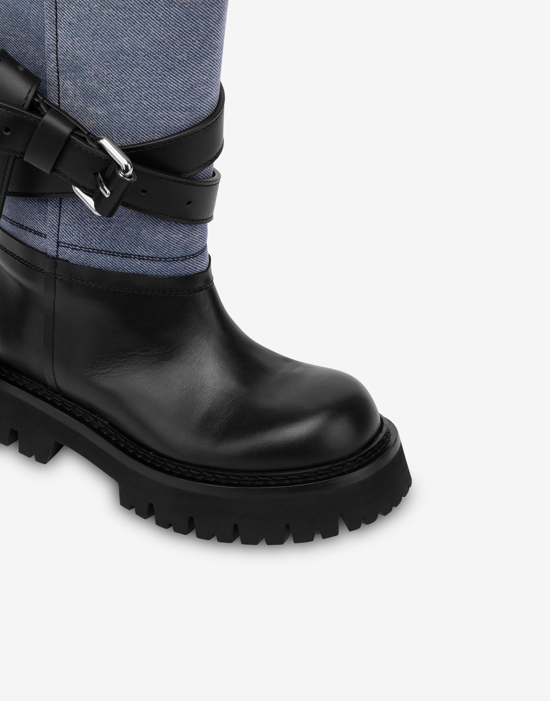 DENIM AND CALF ANKLE BOOTS - 3
