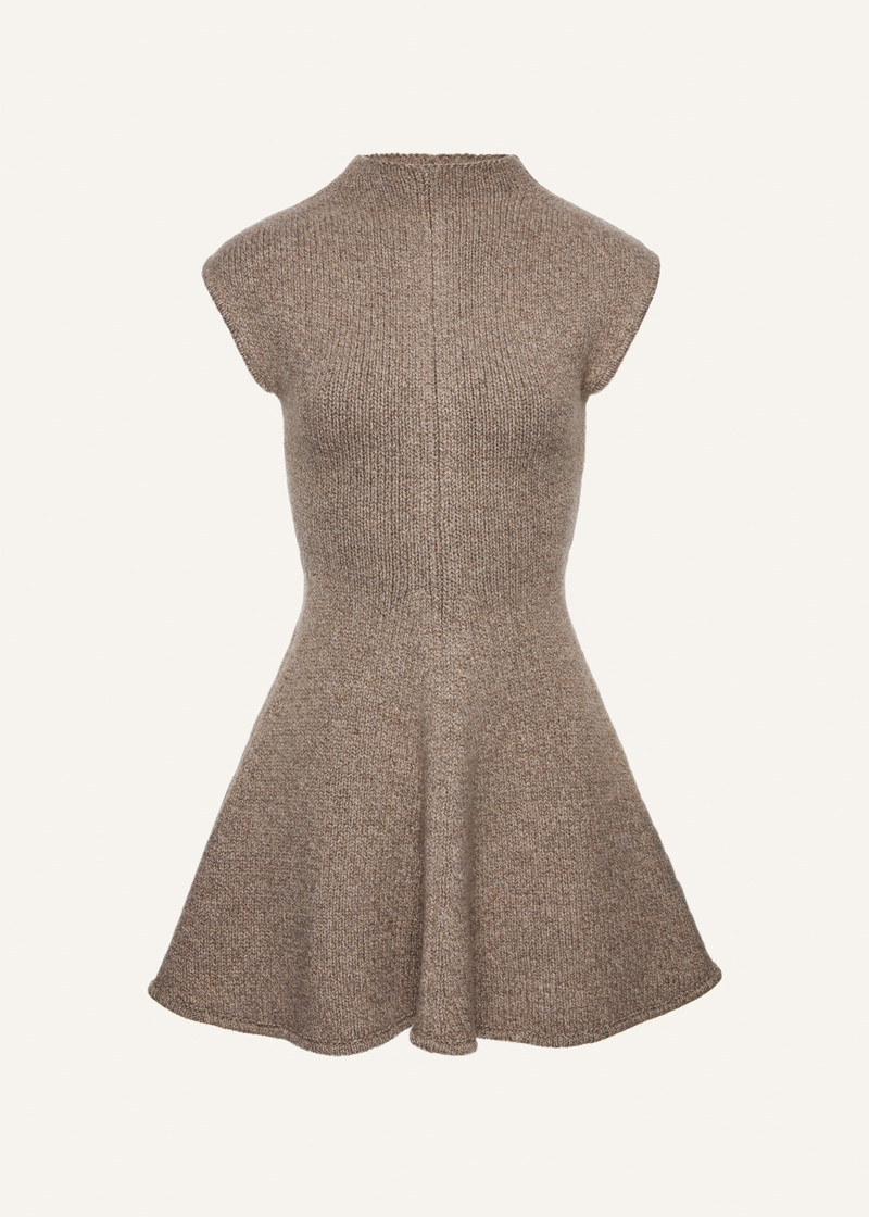 Marled knit skater dress in beige 1