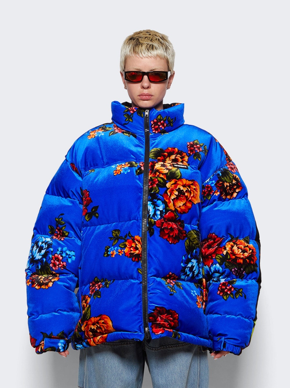 Velvet Puffer Jacket Floral - 3