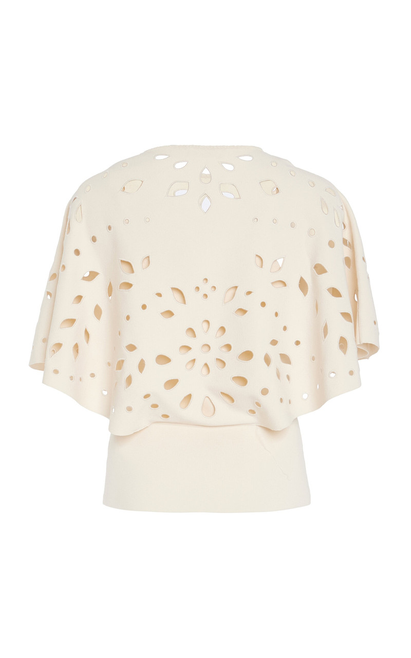 ULLA JOHNSON Josie Cape Sleeve Knit Top ivory outlook