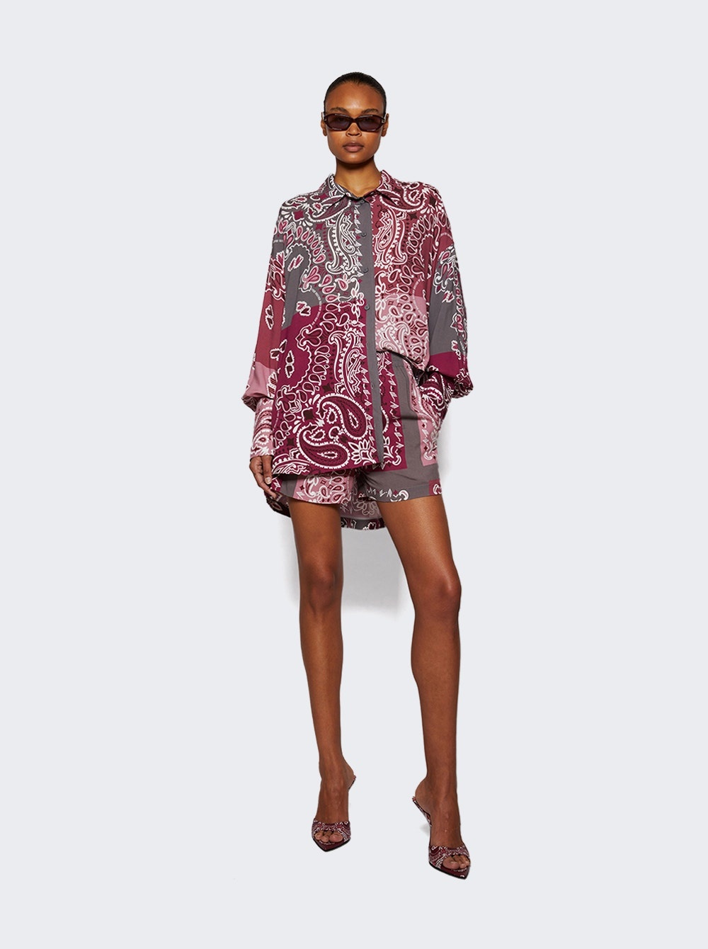 Bandana Shorts Grey And Mauve - 2