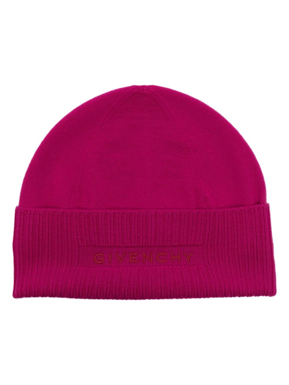 Givenchy Logo Ribbed Wool Beanie, Pink Givenchy Logo Ribbed Wool Beanie Women main image 4