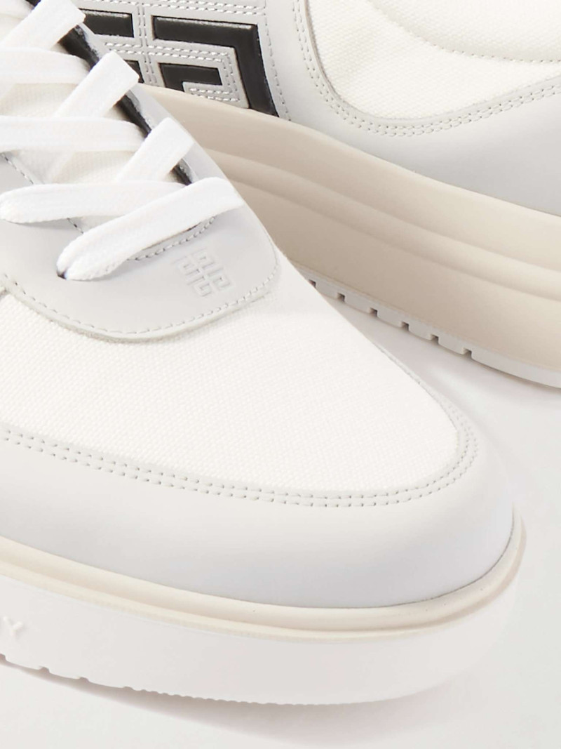 G4 Logo-Embossed Leather and Canvas Sneakers 6