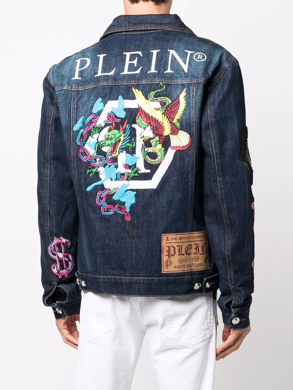 tattoo-patches logo denim jacket - 4