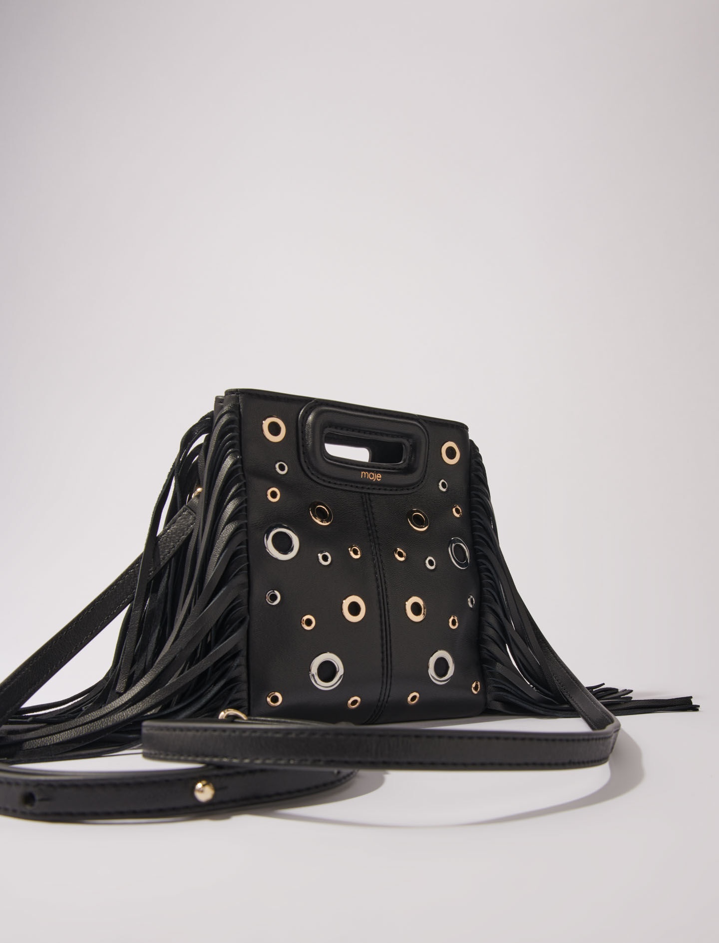 Leather M mini bag with eyelets - 3