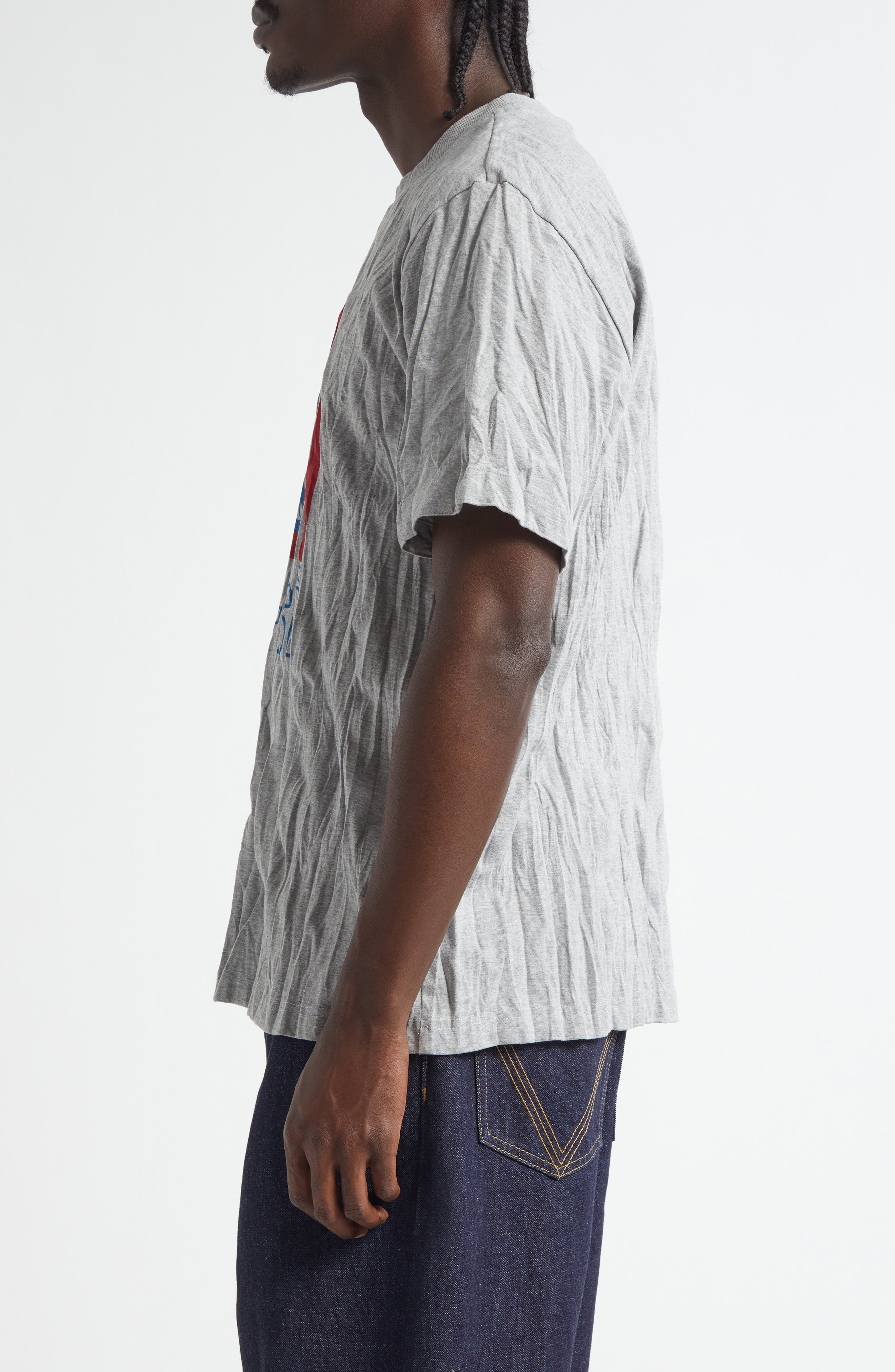 Bottega Veneta Crushed Sisi Jersey Graphic T-Shirt in 1367 Light Grey Melange at Nordstrom - 3